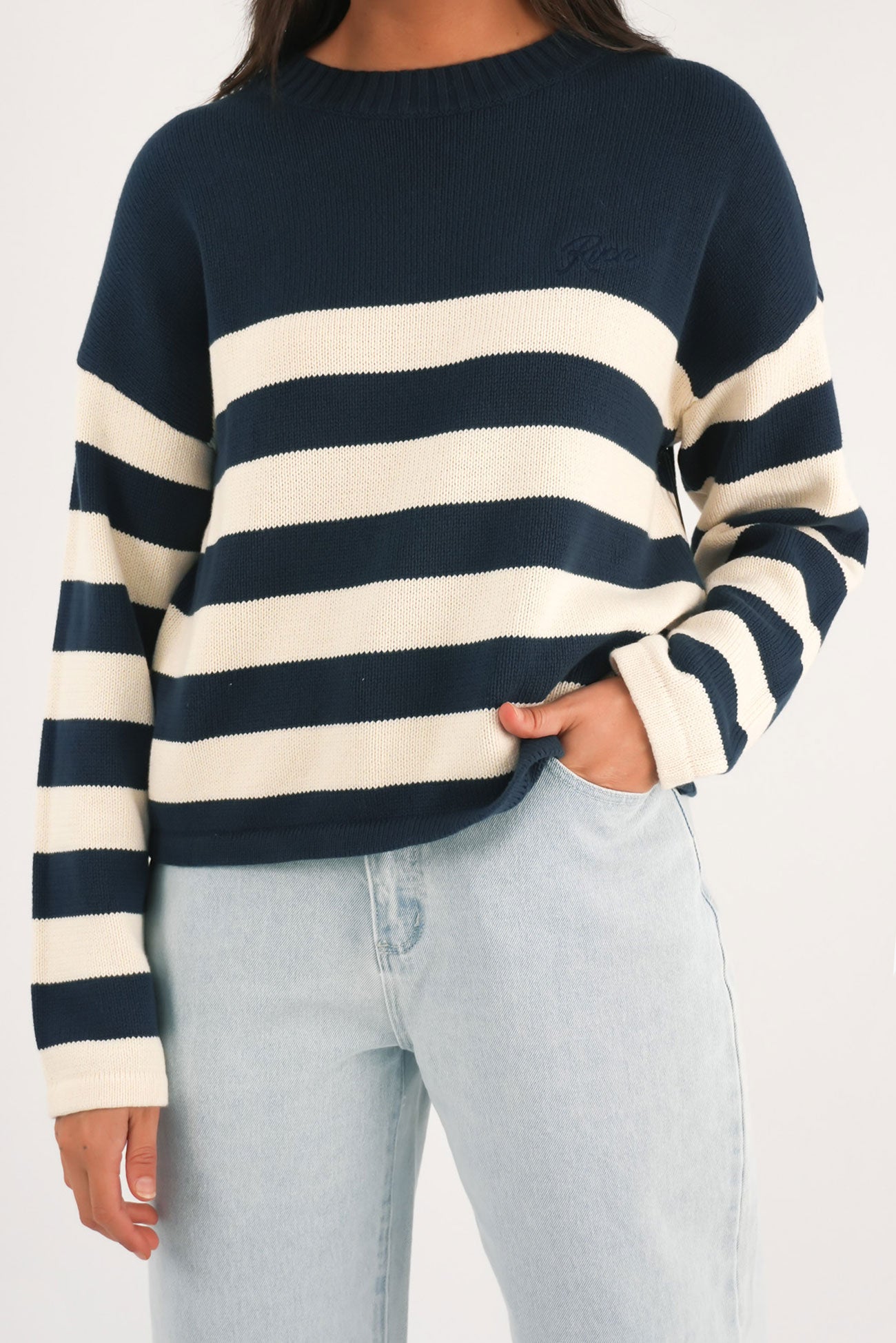 Ivy Stripe Sweater Moody Blue