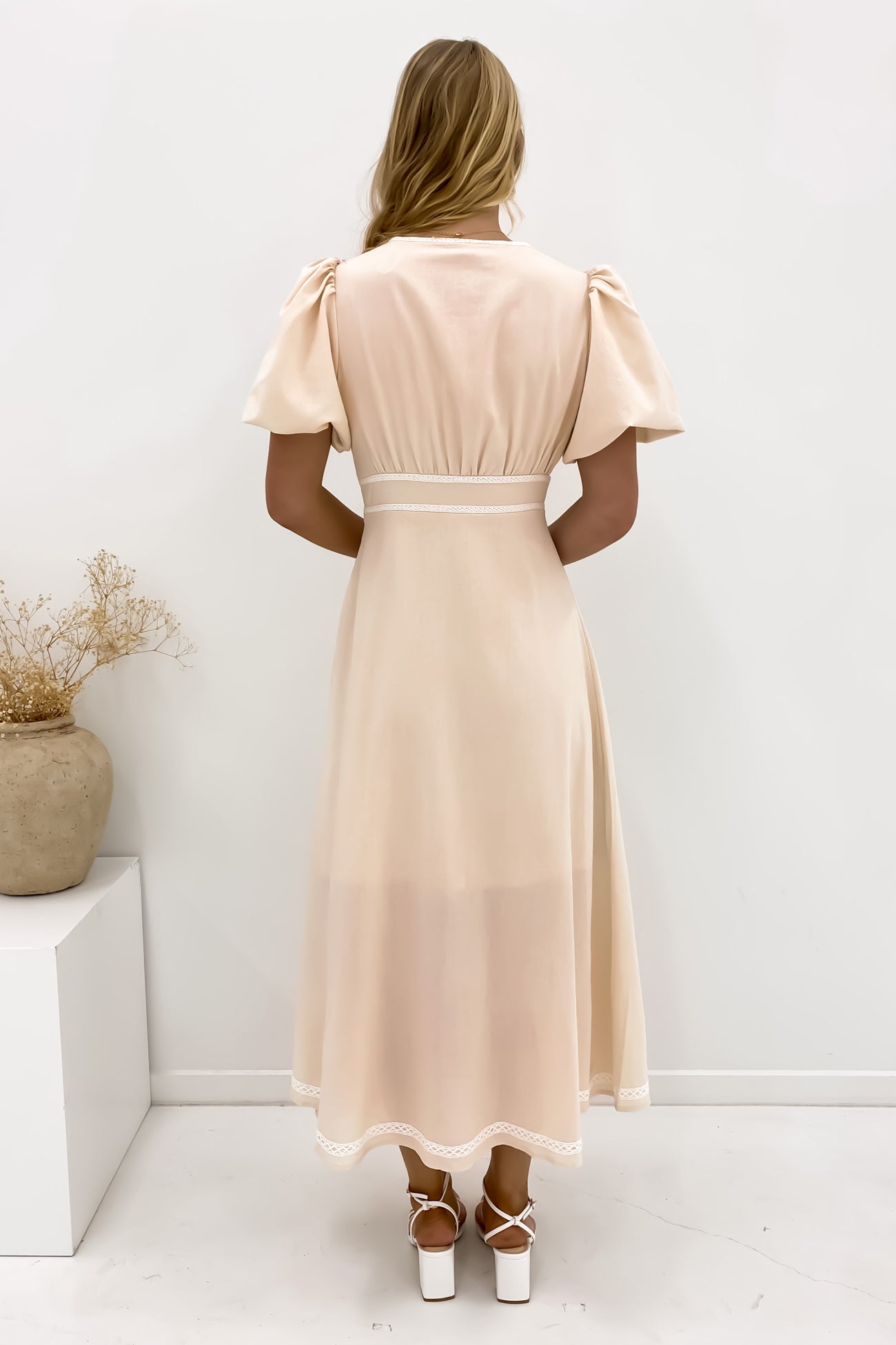 Jasmin Midi Dress Beige