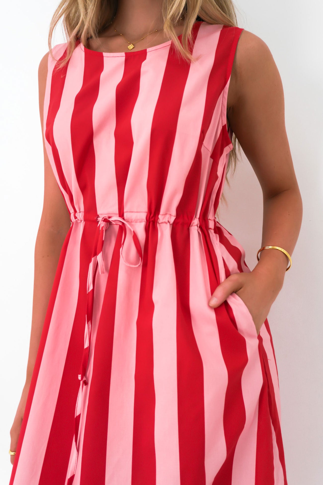 Jerica Midi Dress Pink Stripe