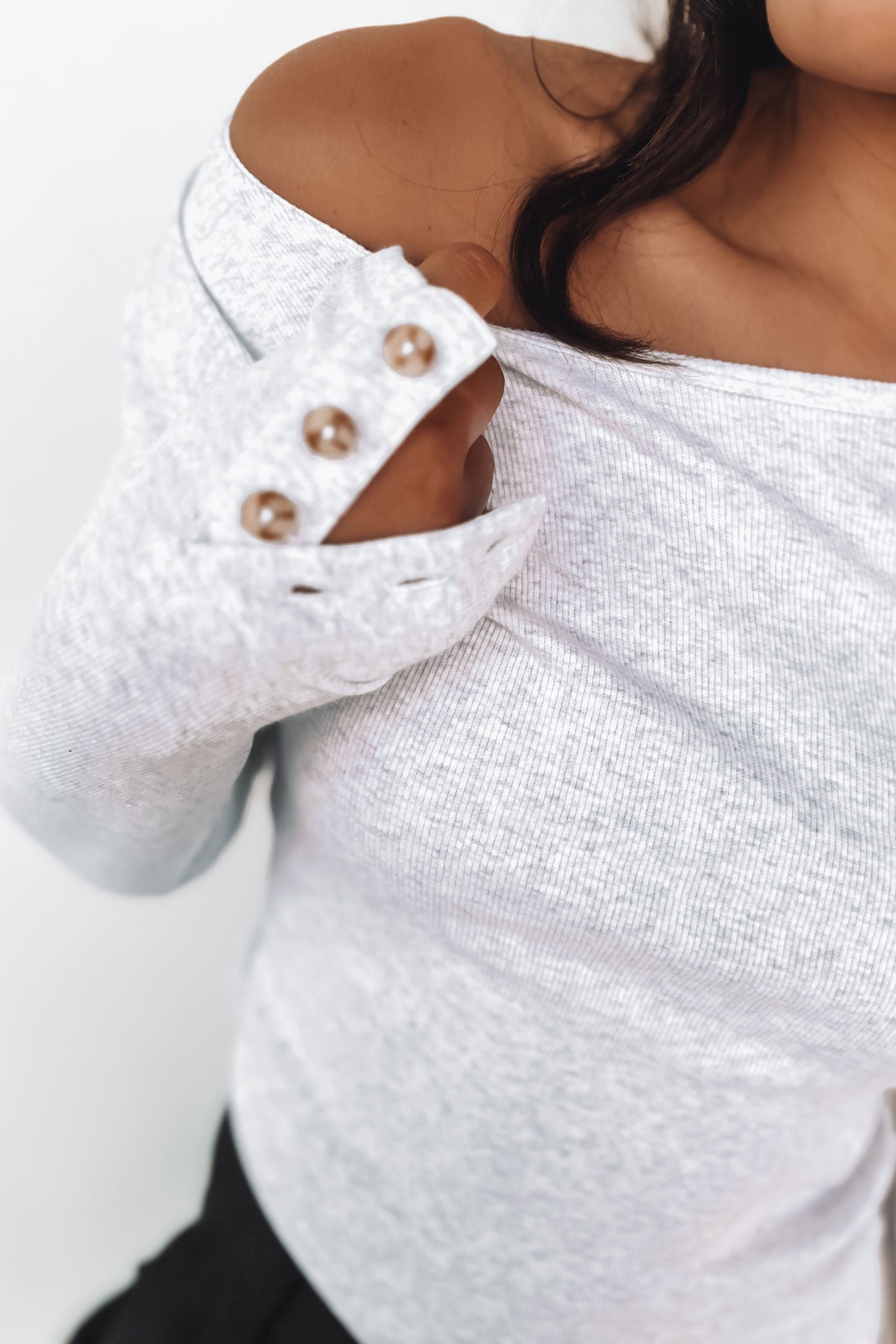 Jordyn Rib Long Sleeve Snow Marle