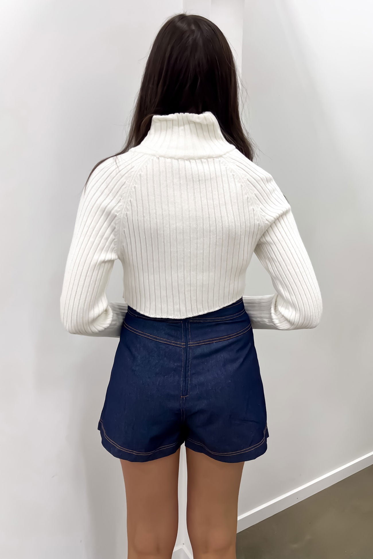 Kaela Crop Knit Jumper White