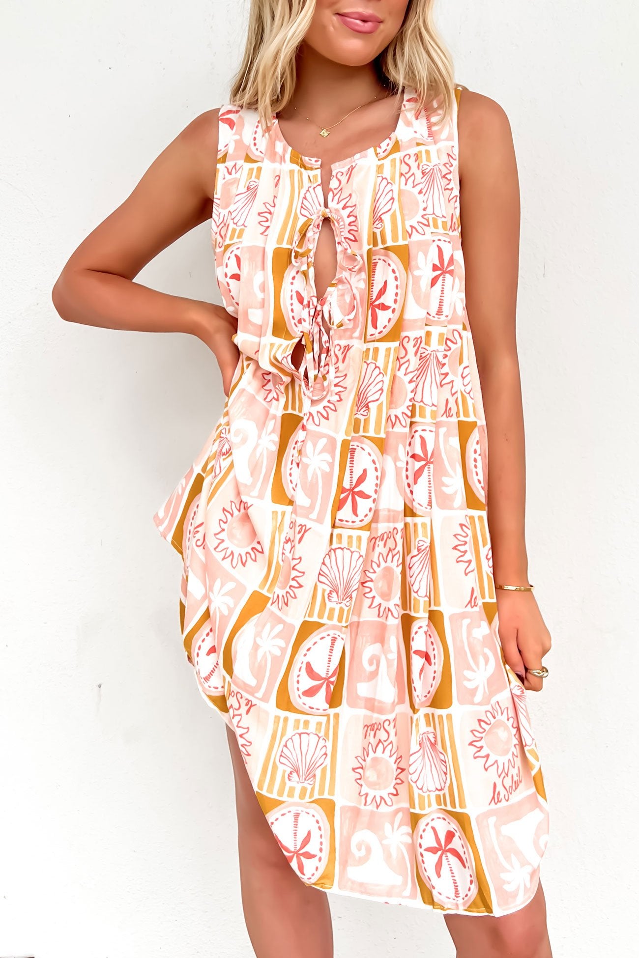 Kallista Mini Dress Sunset Palm