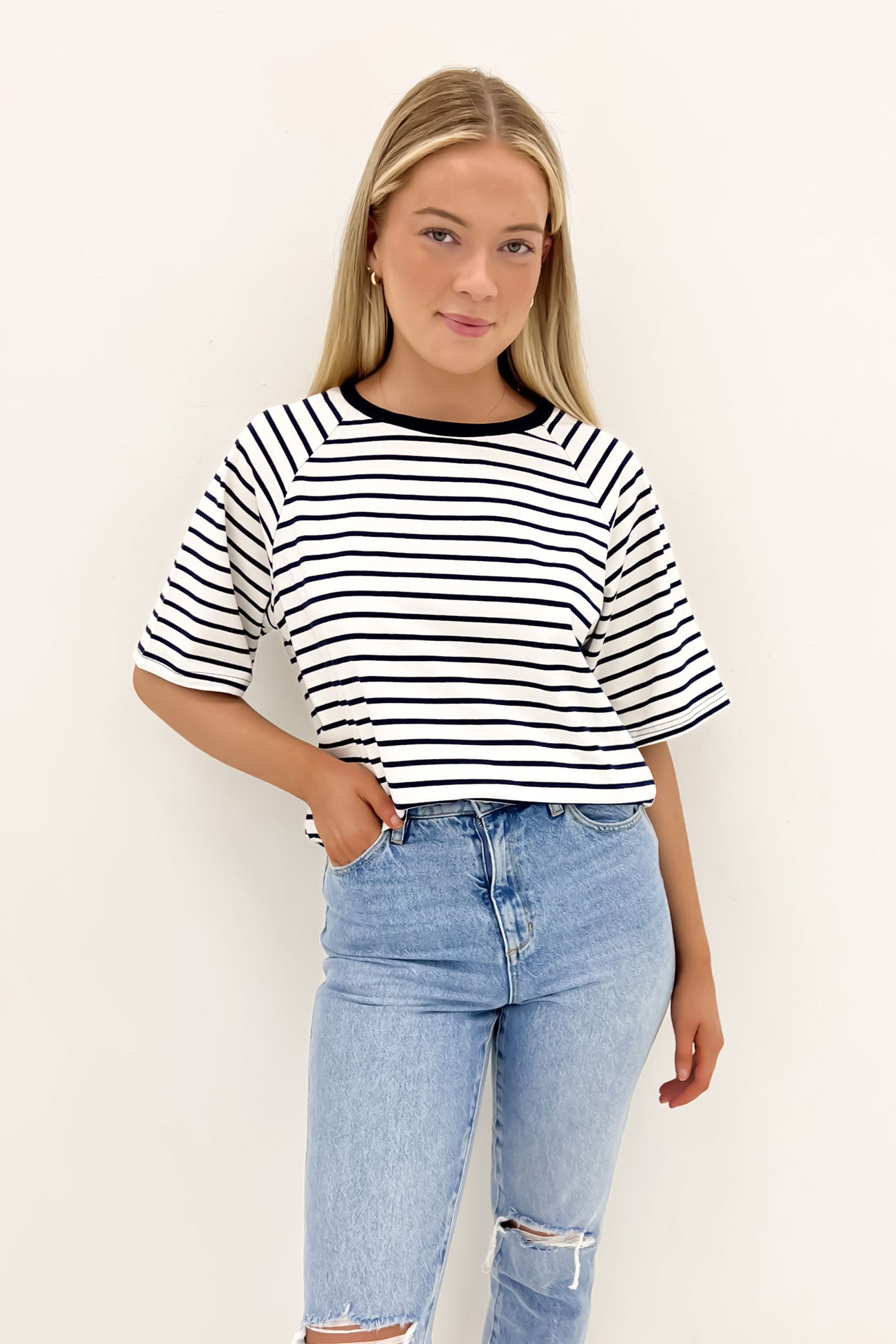 Kenji Tee Navy Stripe