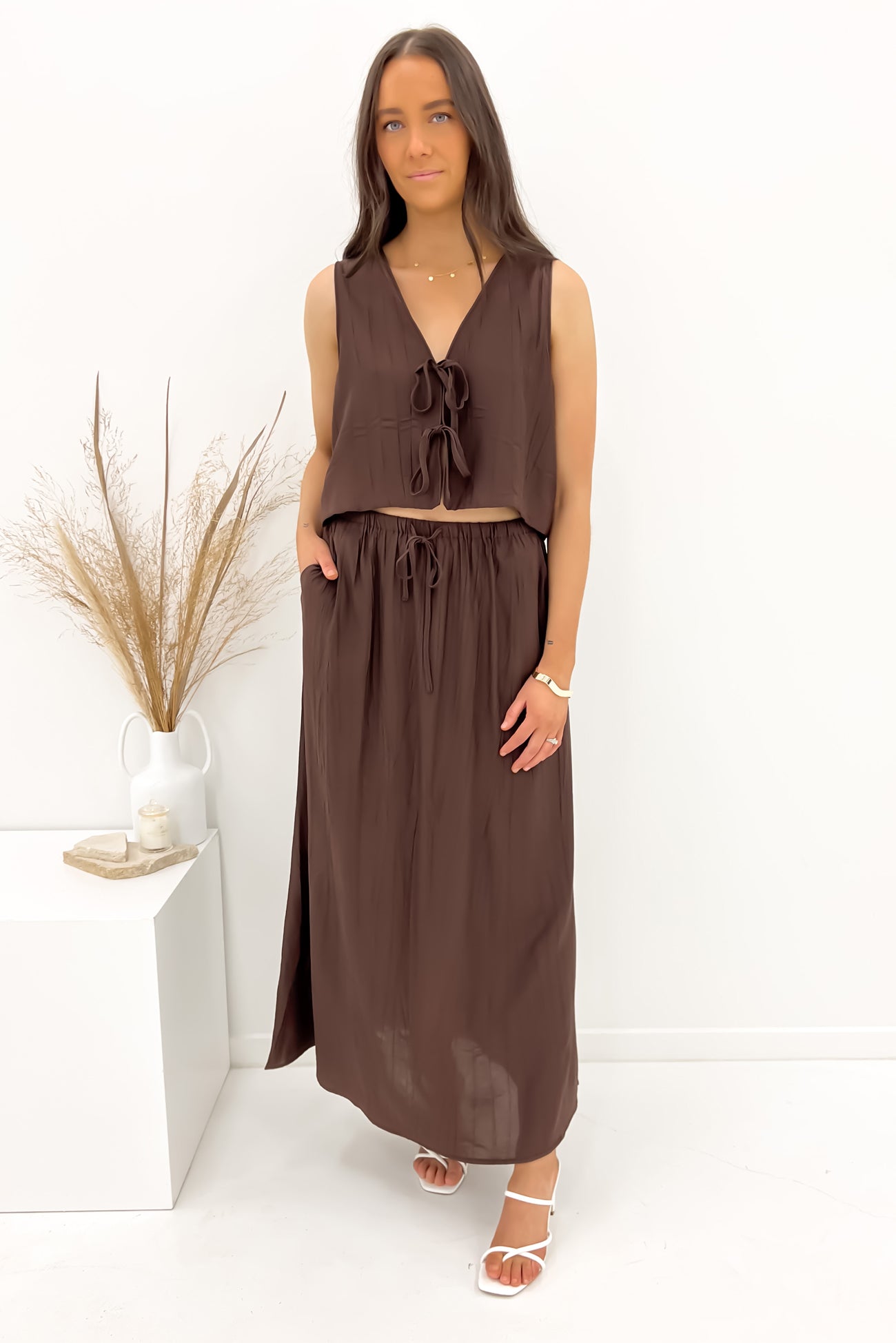 Lachlan Maxi Skirt Brown