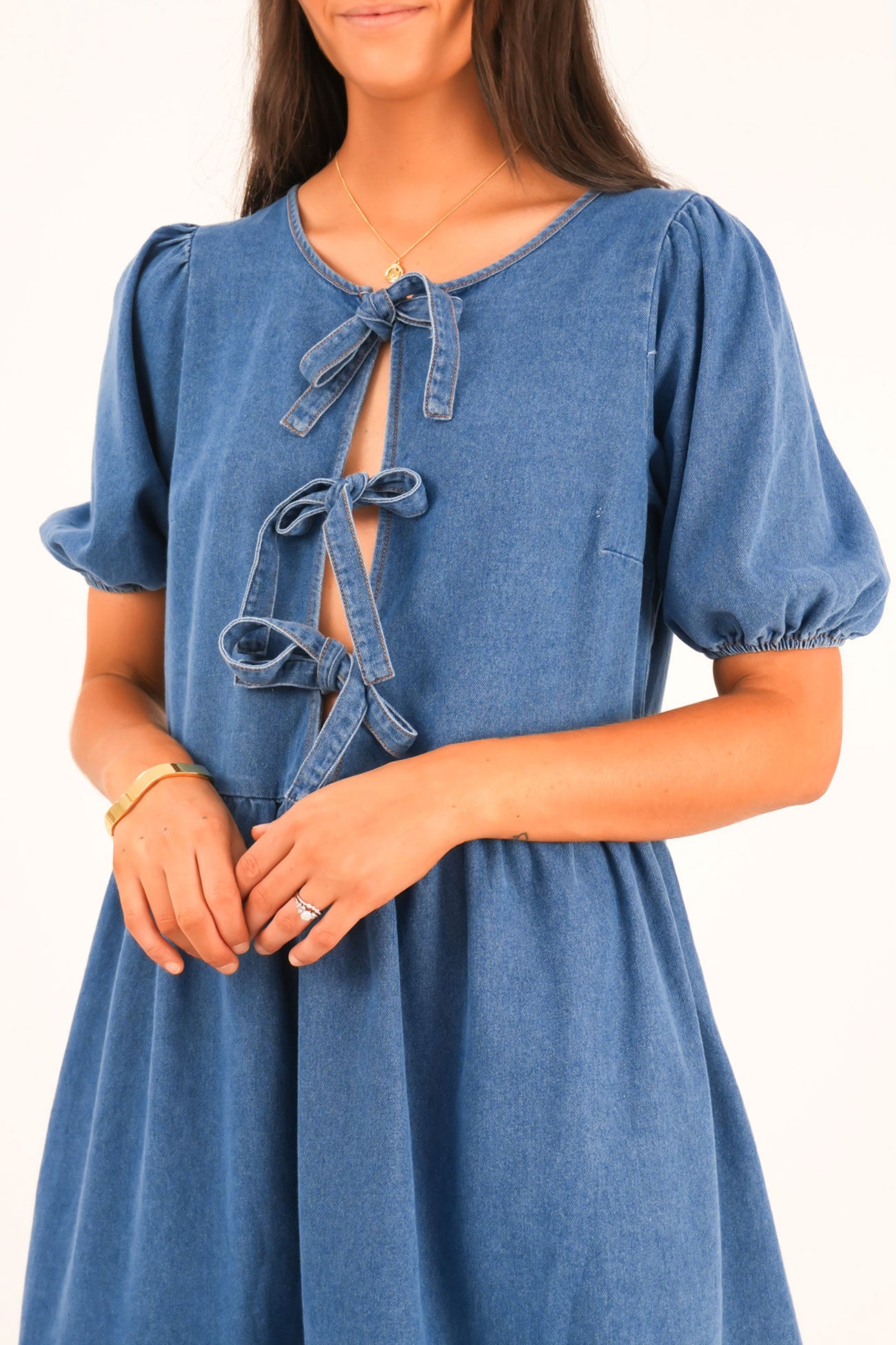 Leto Denim Mini Dress Blue