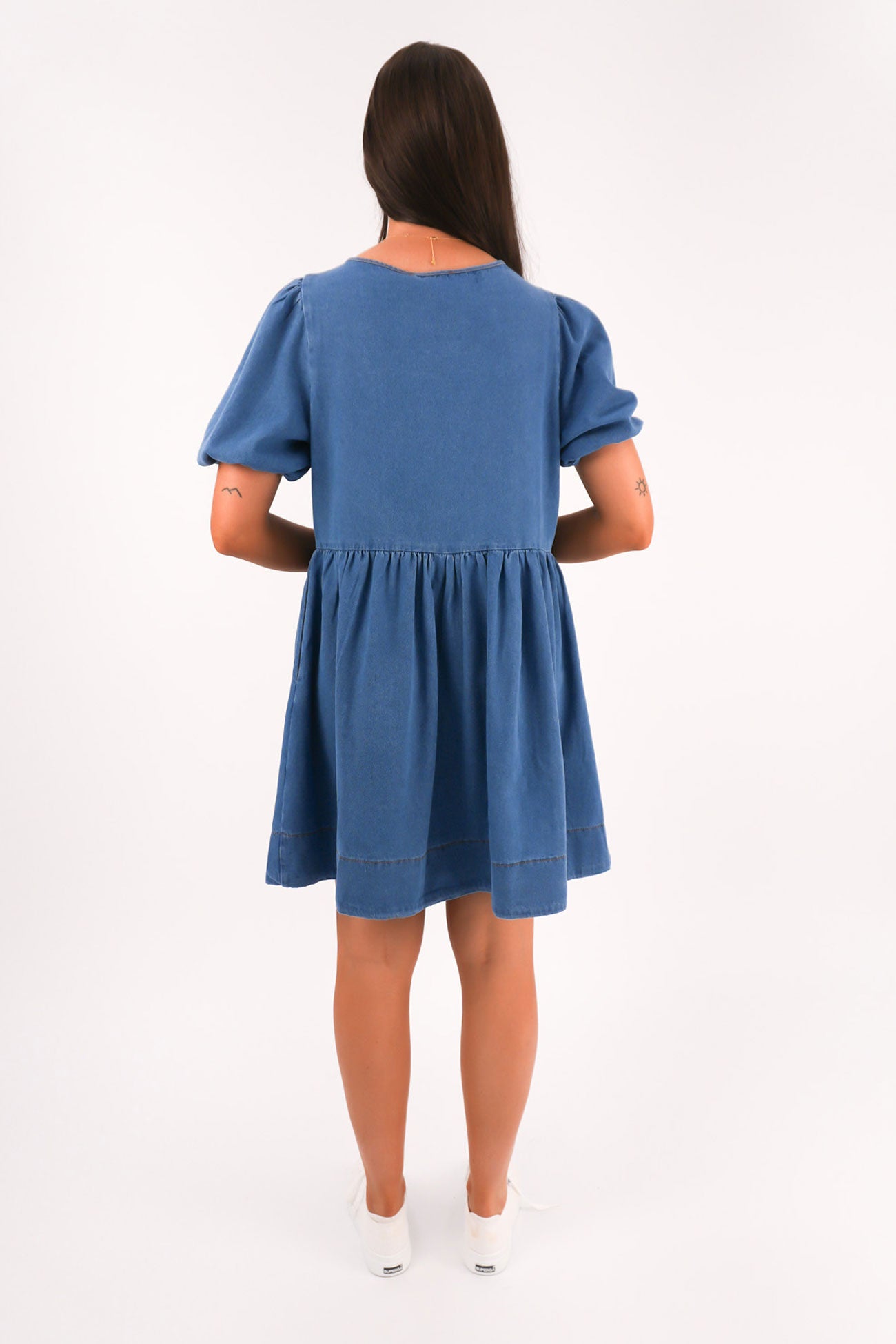 Leto Denim Mini Dress Blue