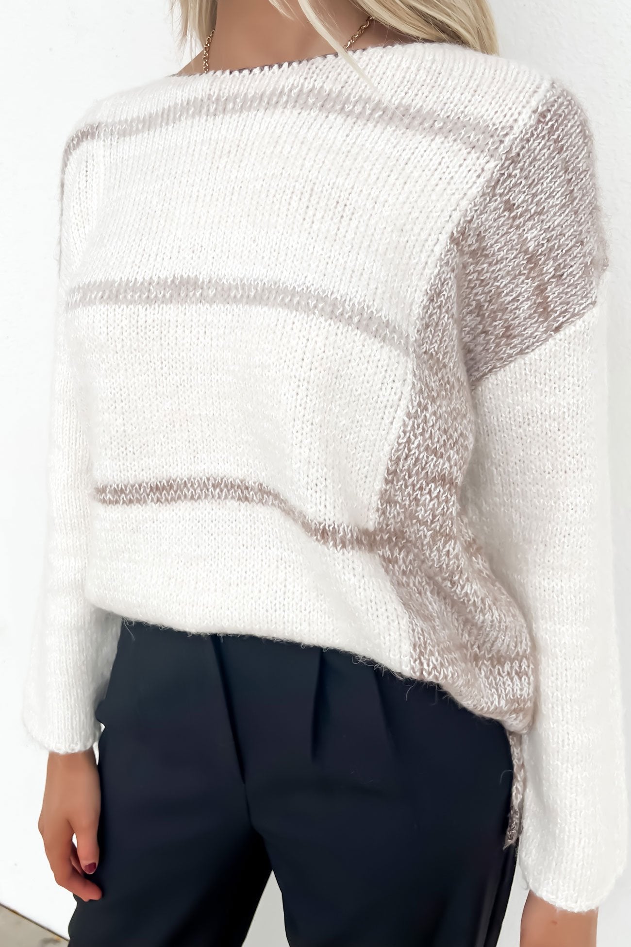 Lina Knit Jumper White Brown