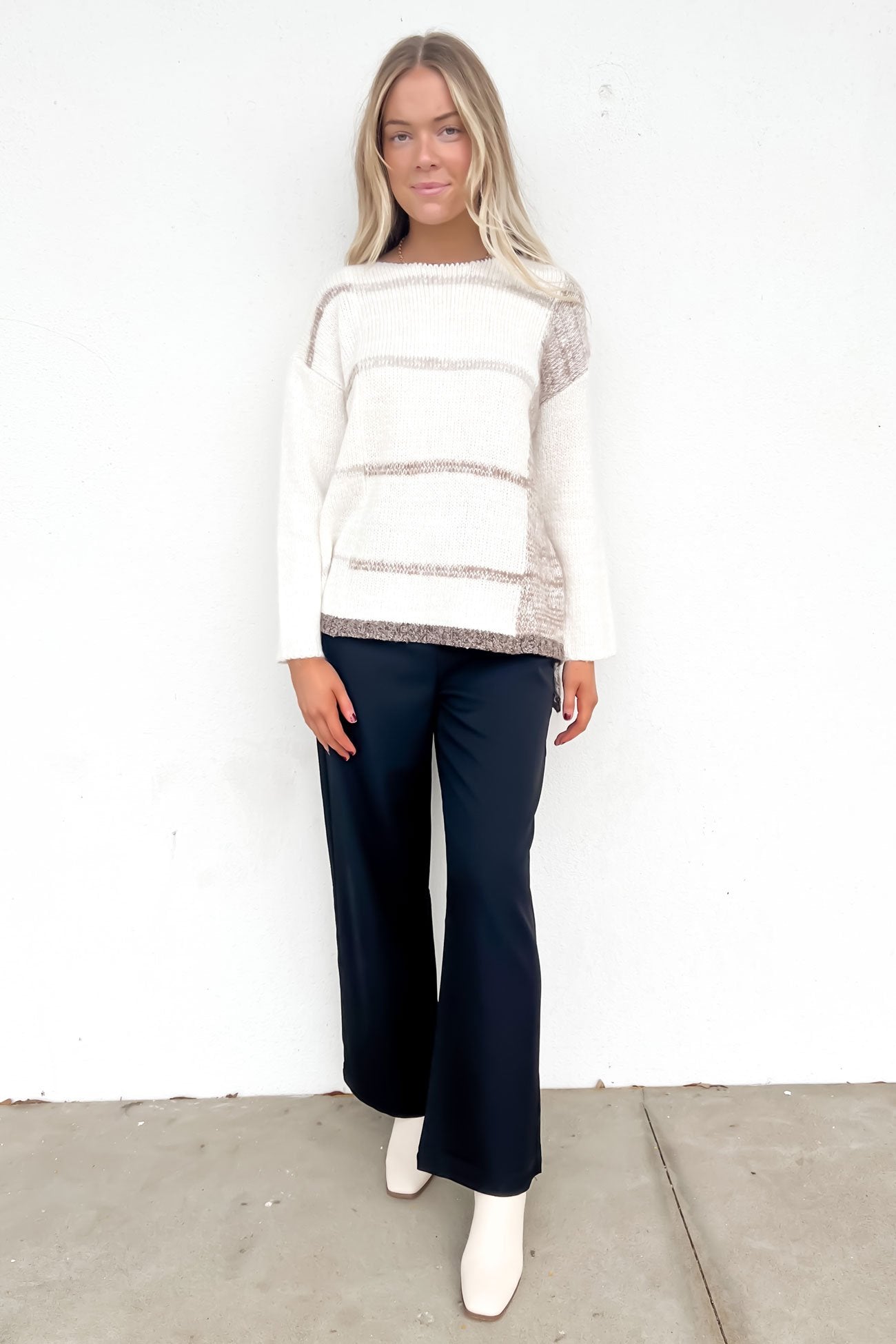 Lina Knit Jumper White Brown