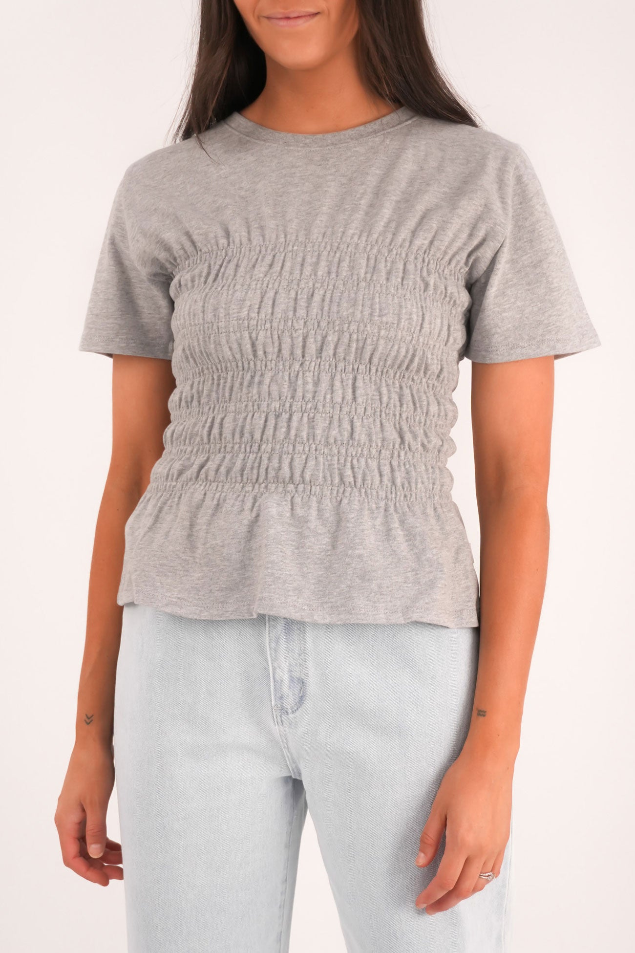 Lipa Ruched Top Grey Marle