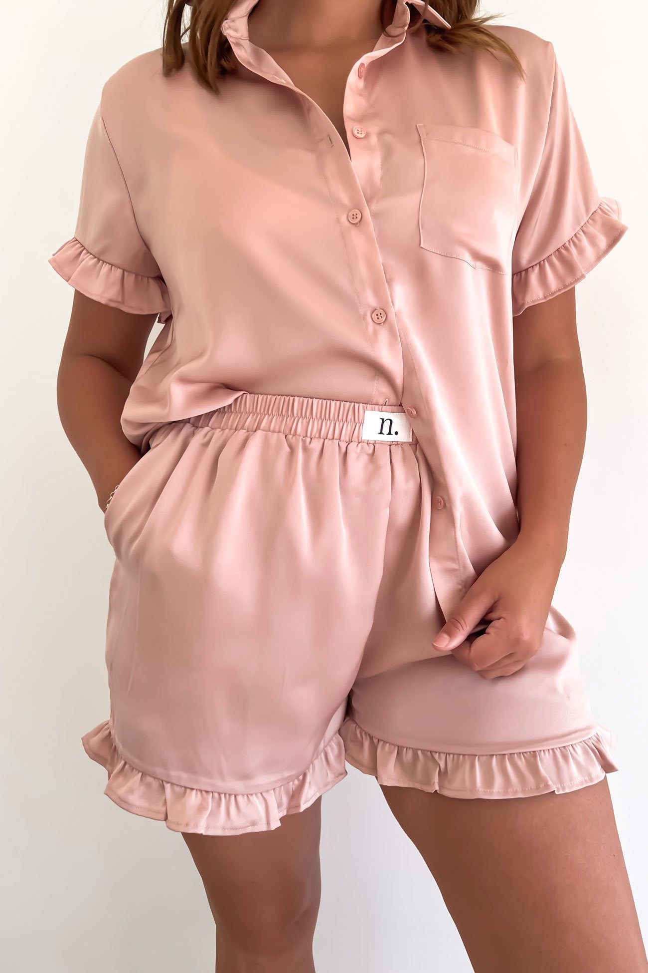 Lux Satin PJ Set Light Pink