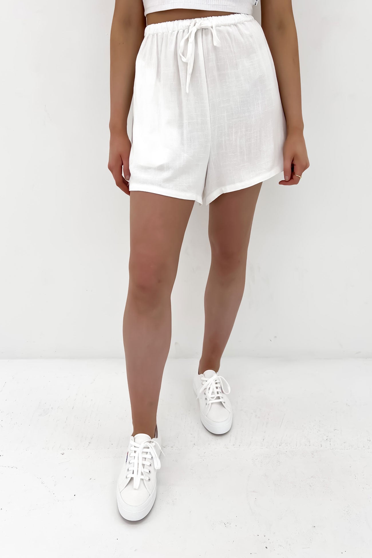 Luxe Linen Mini Short White