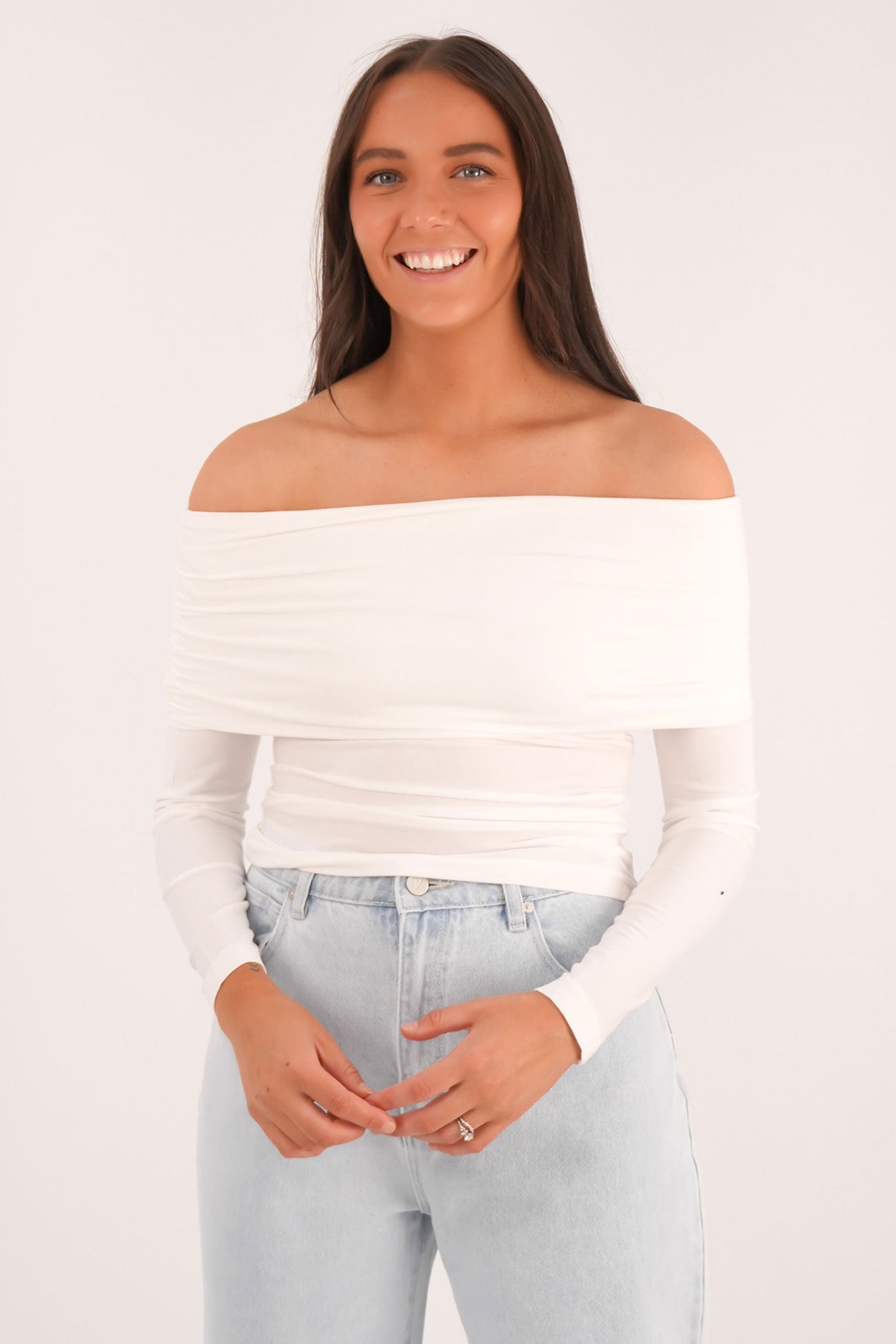 Luxe Off The Shoulder Top Vintage White