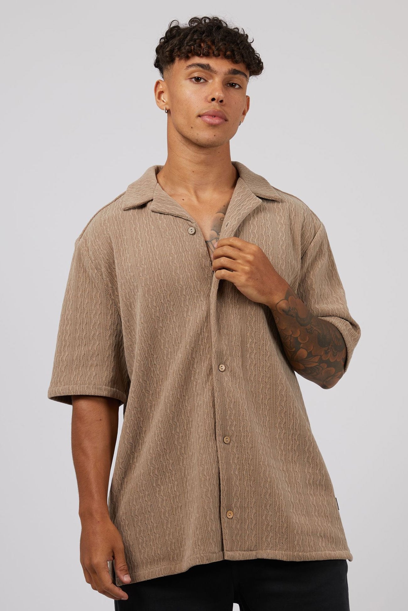 Luxe Short Sleeve Shirt Taupe