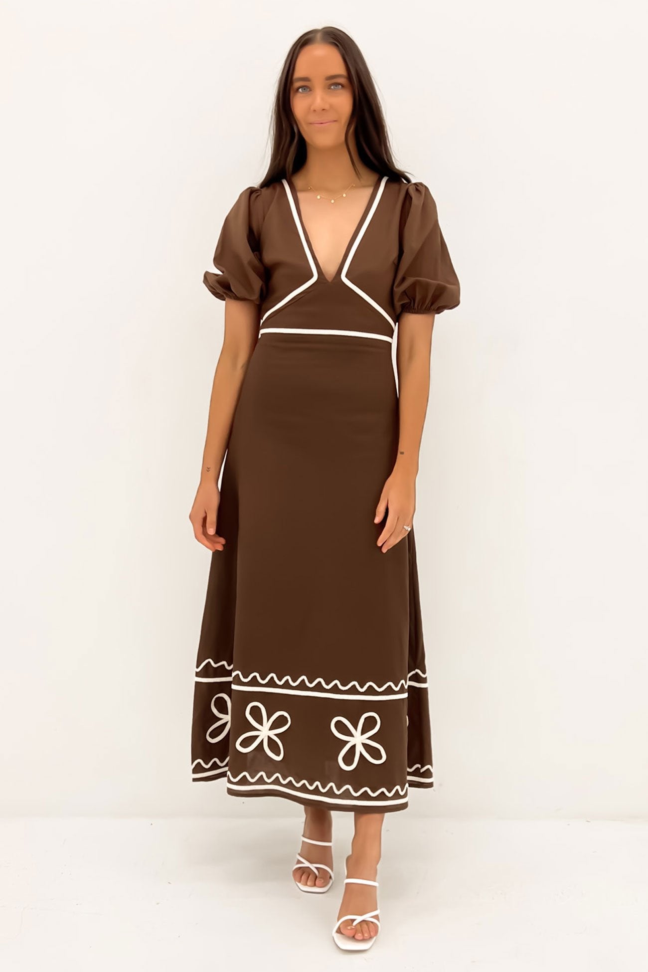 Maggie Maxi Dress Brown Beige