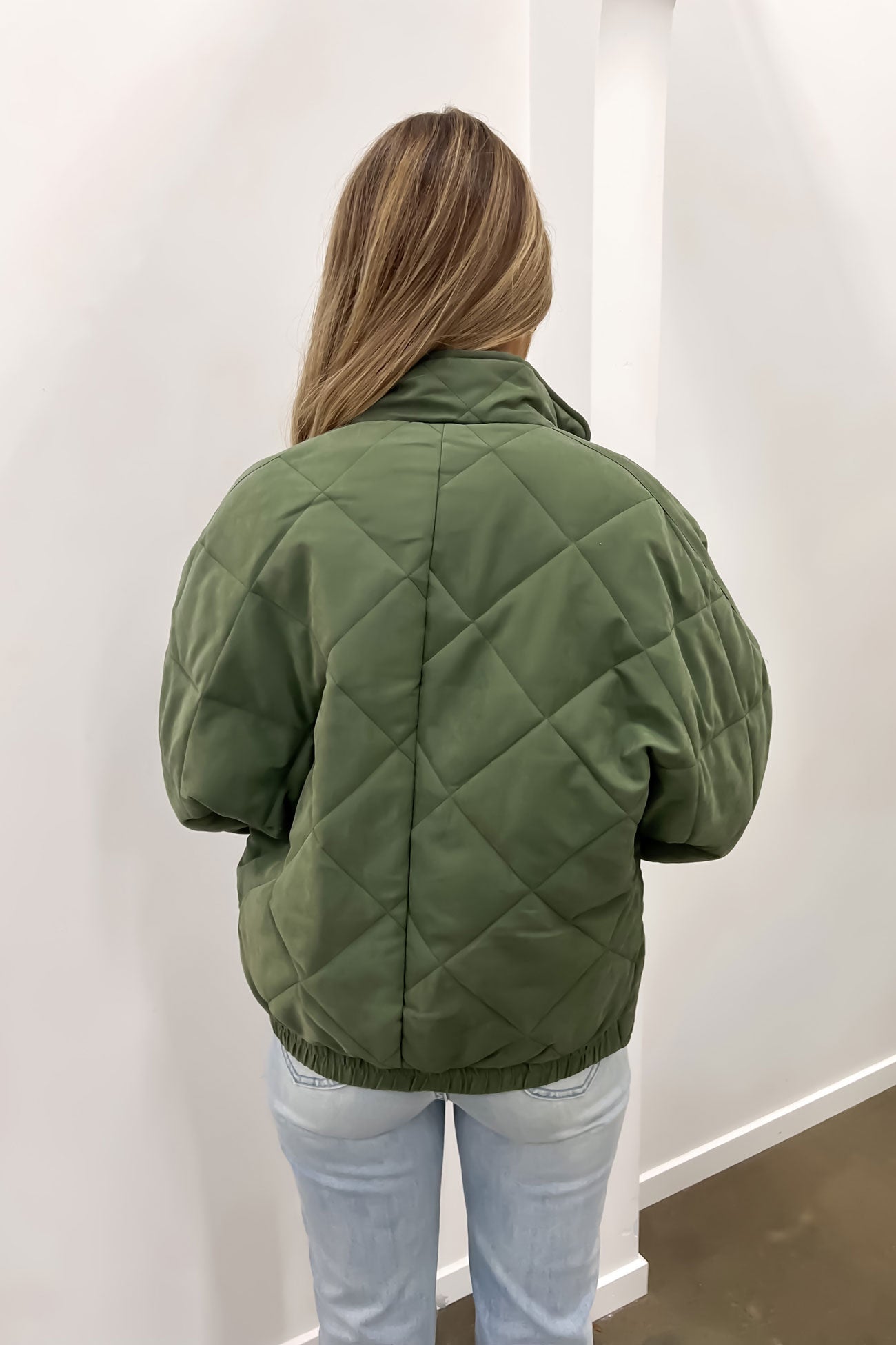 Makayla Quilted Bomber Jacket Khaki