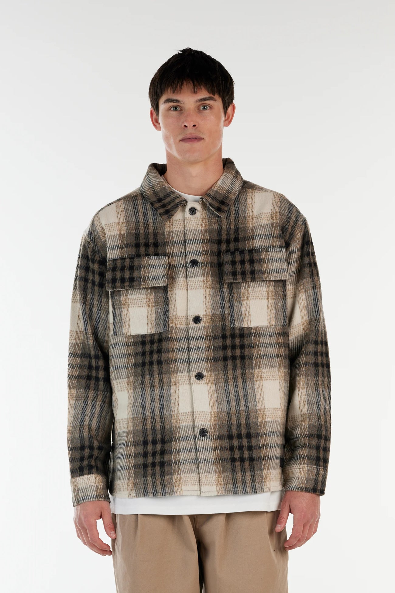 Malone Overshirt Black Grey Plaid