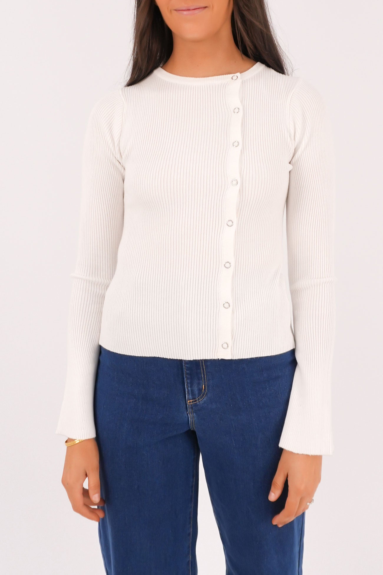 Marleigh Knit Long Sleeve White