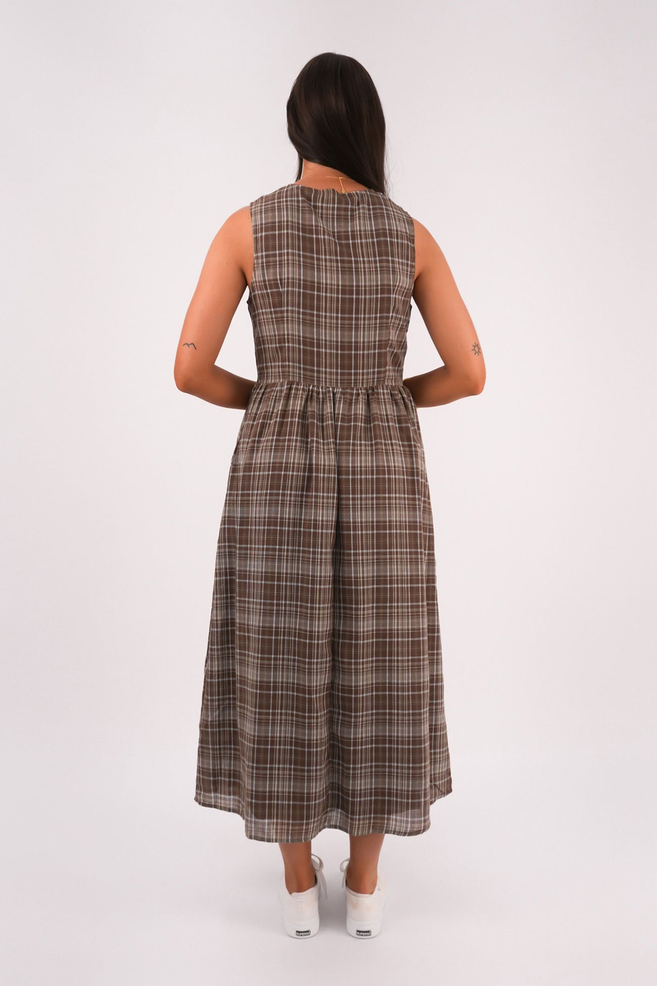 Memphis Maxi Dress Brown Check