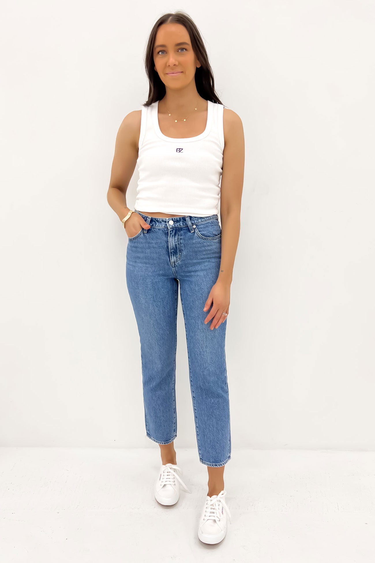 Mid Slim Straight Jean Blue Fire Petite