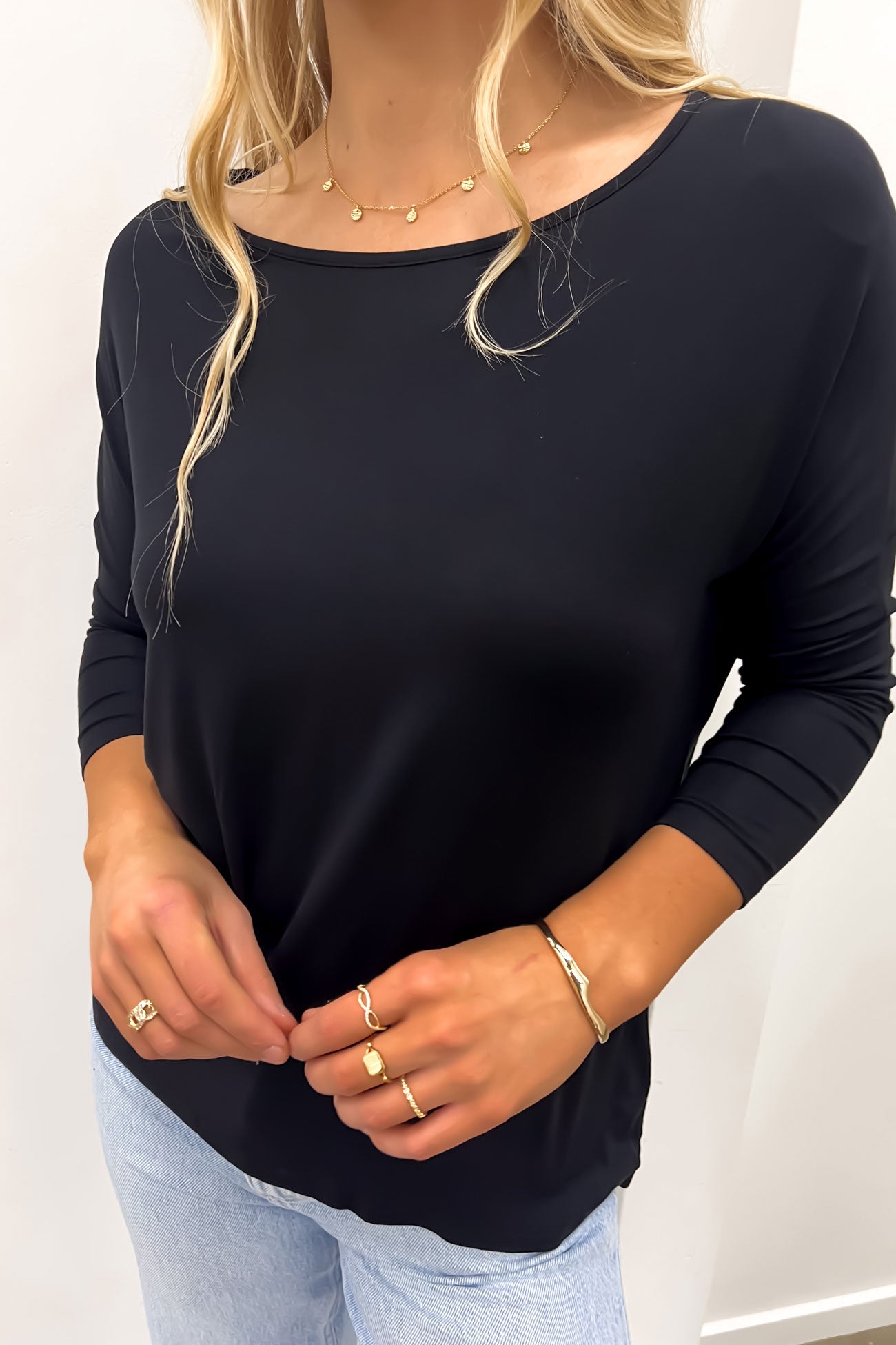 Milan 3/4 Sleeve Top Black