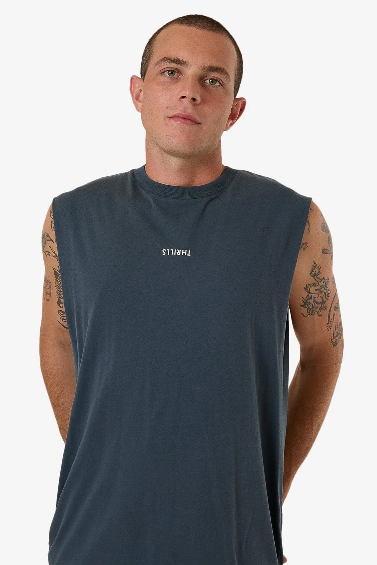 Minimal Thrills Merch Fit Muscle Tee Dark Slate