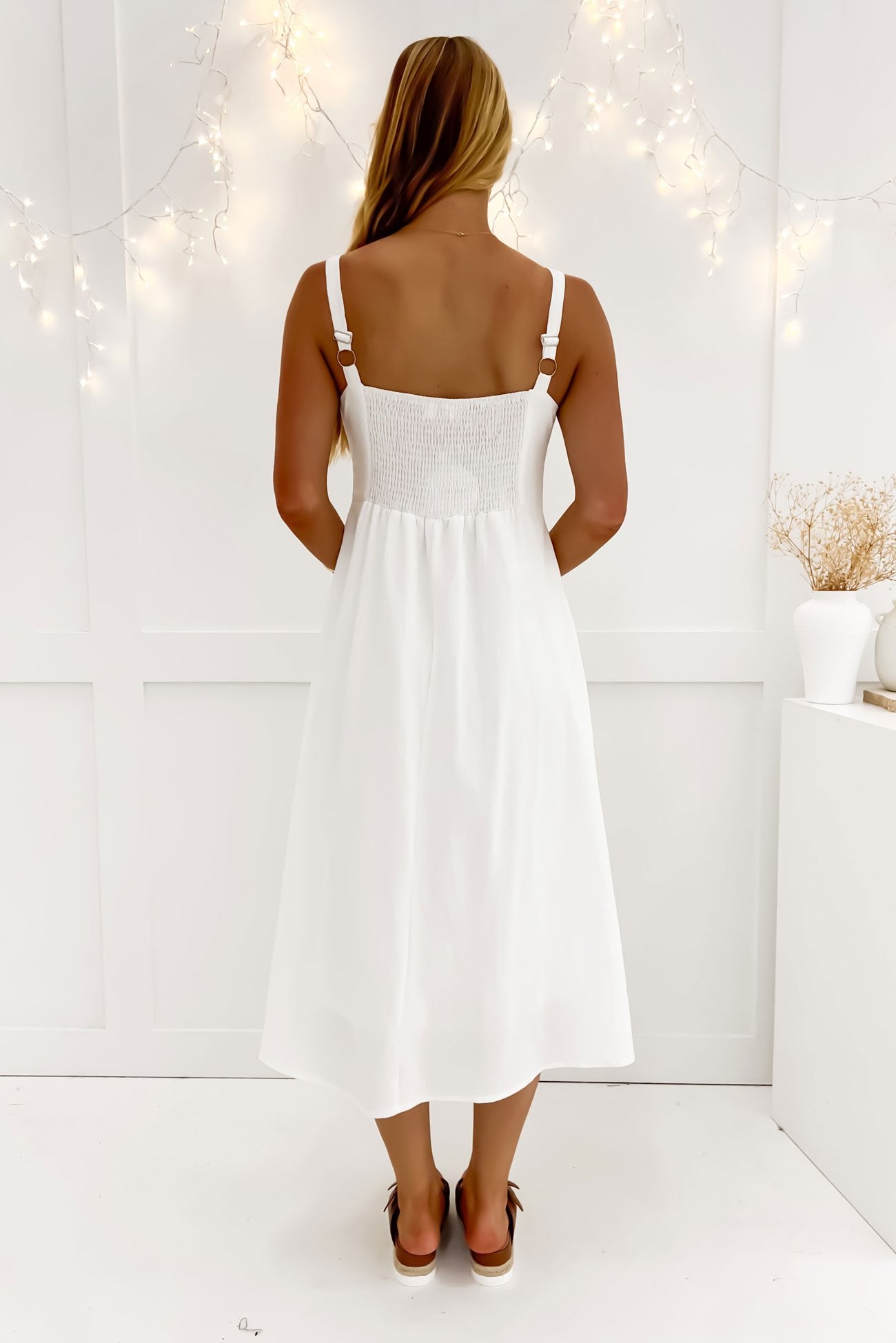 Mira Midi Dress White