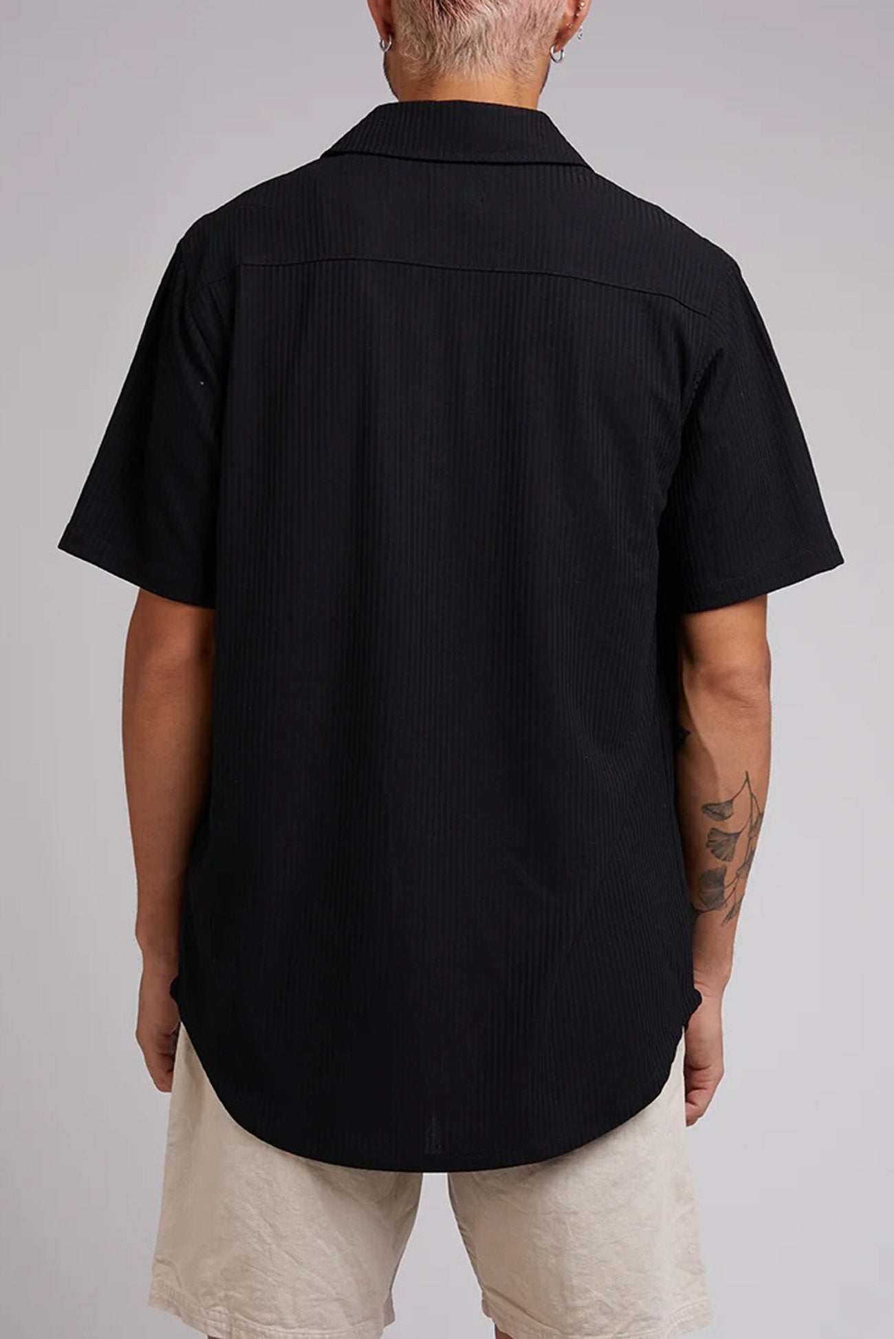 Moroccan Knit Short Sleeve Shirt Black