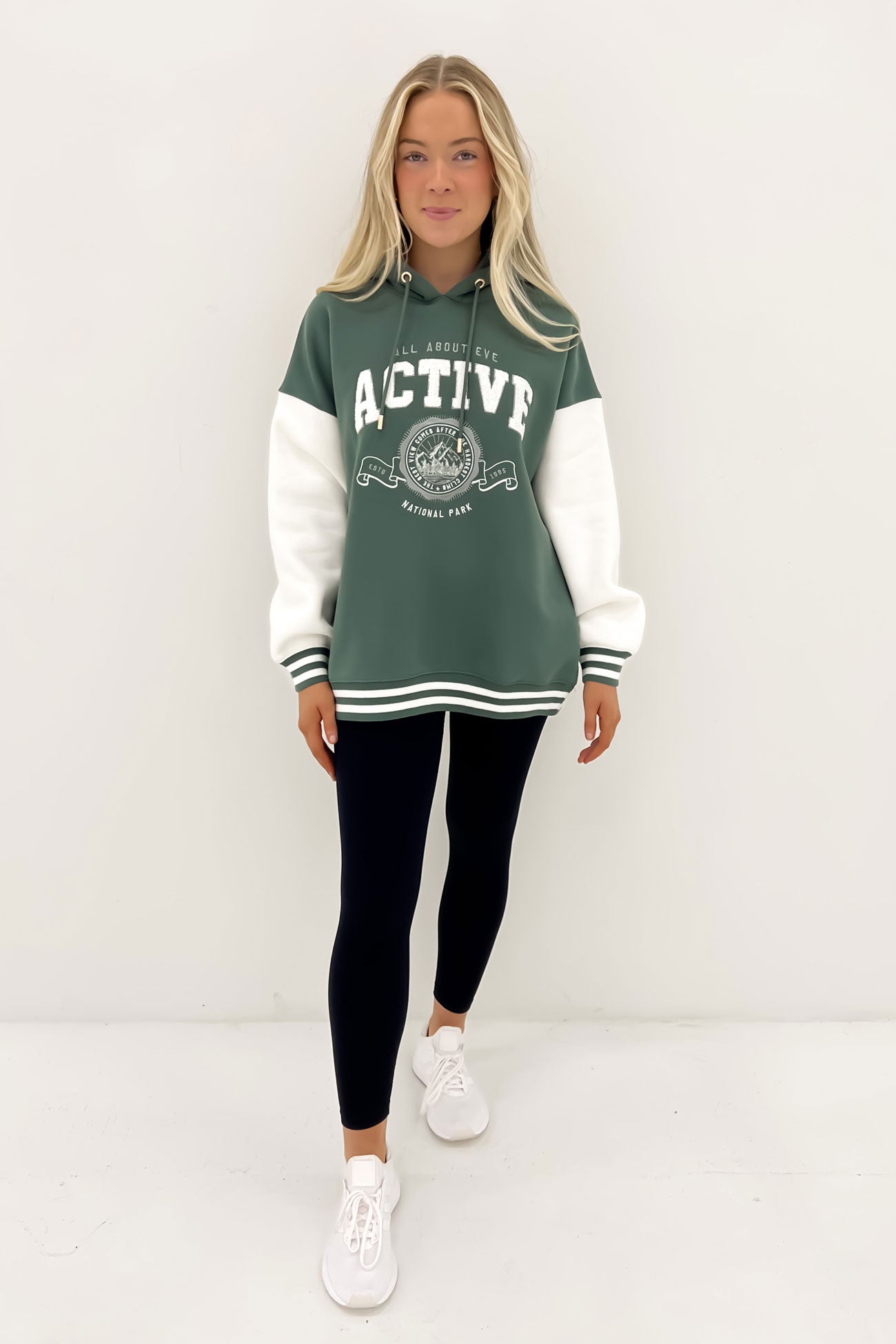 National Contrast Hoody Green