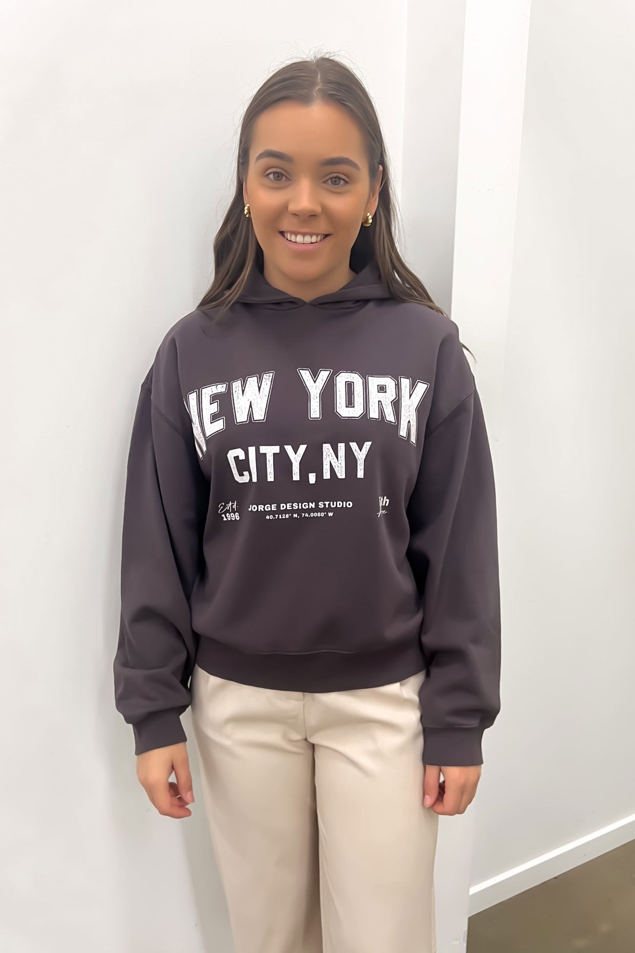 New York Hoodie Washed Black