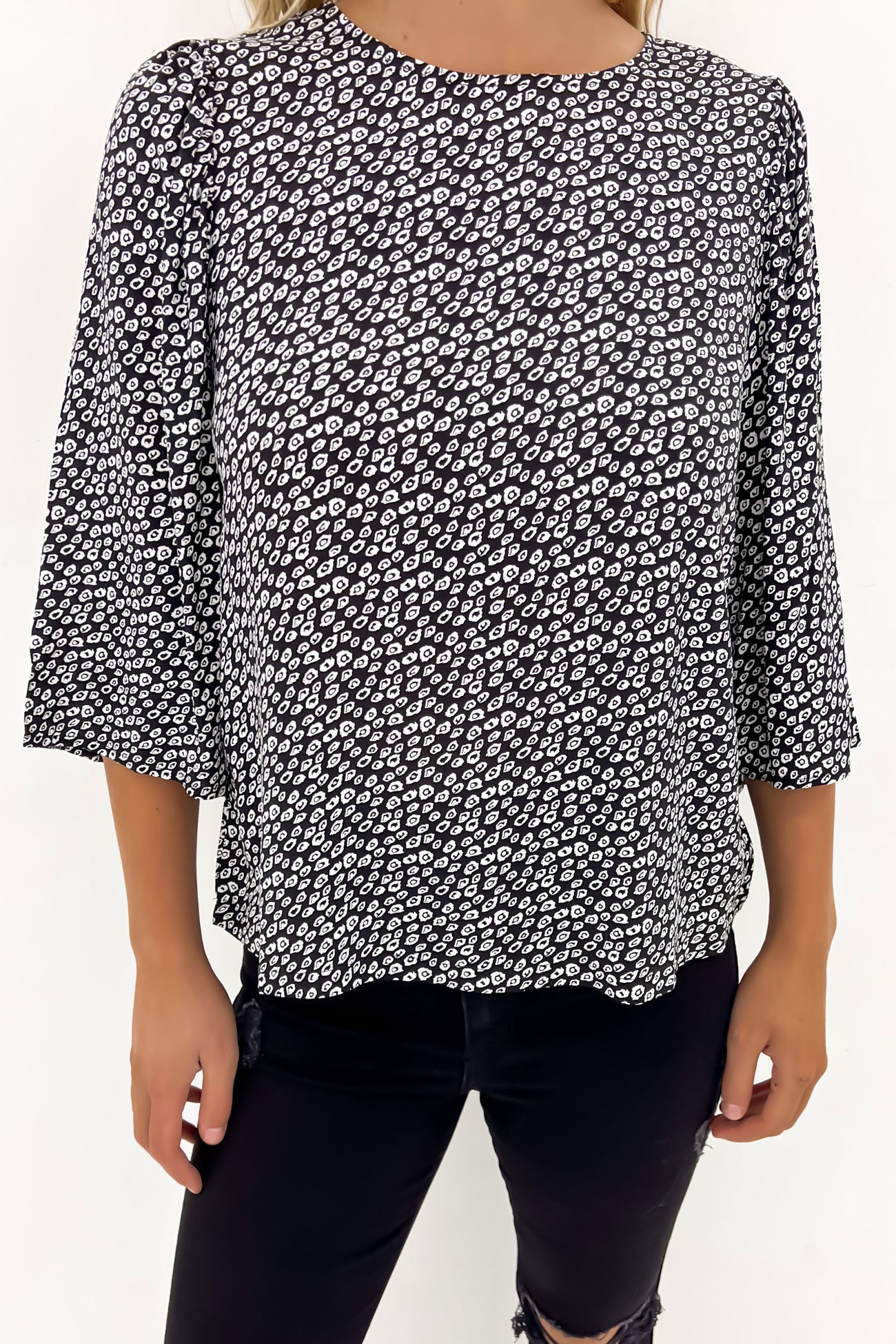 Nicolette Kimono Sleeve Top Boho Animal