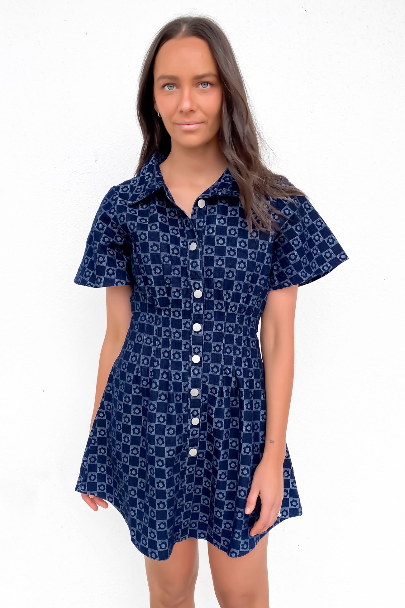 Nyah Denim Mini Dress Blue