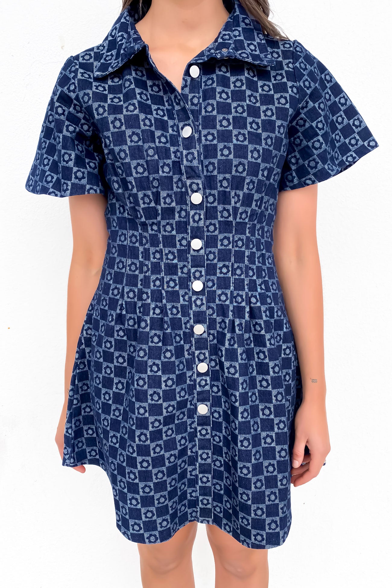 Nyah Denim Mini Dress Blue