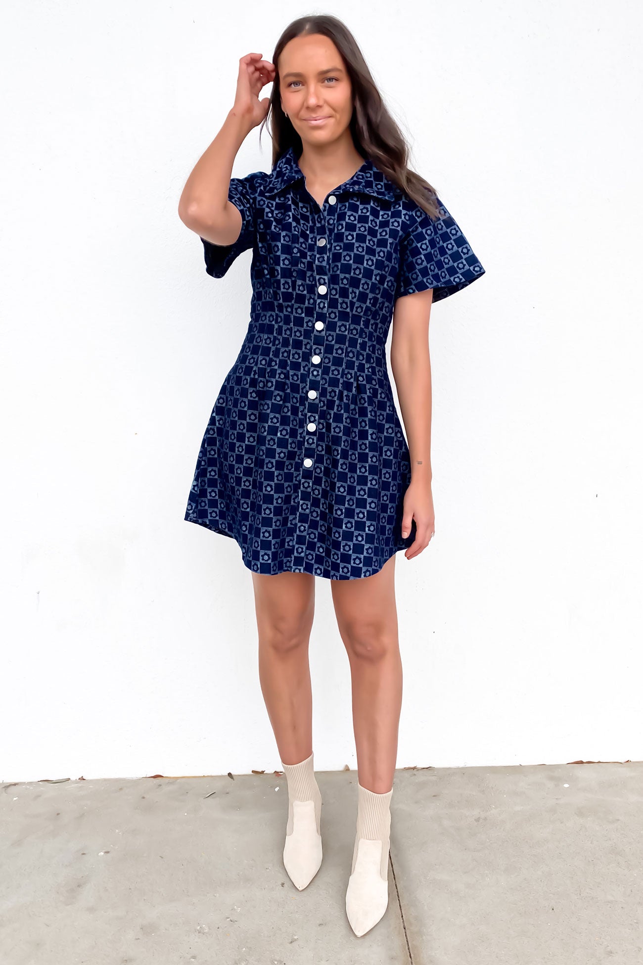 Nyah Denim Mini Dress Blue