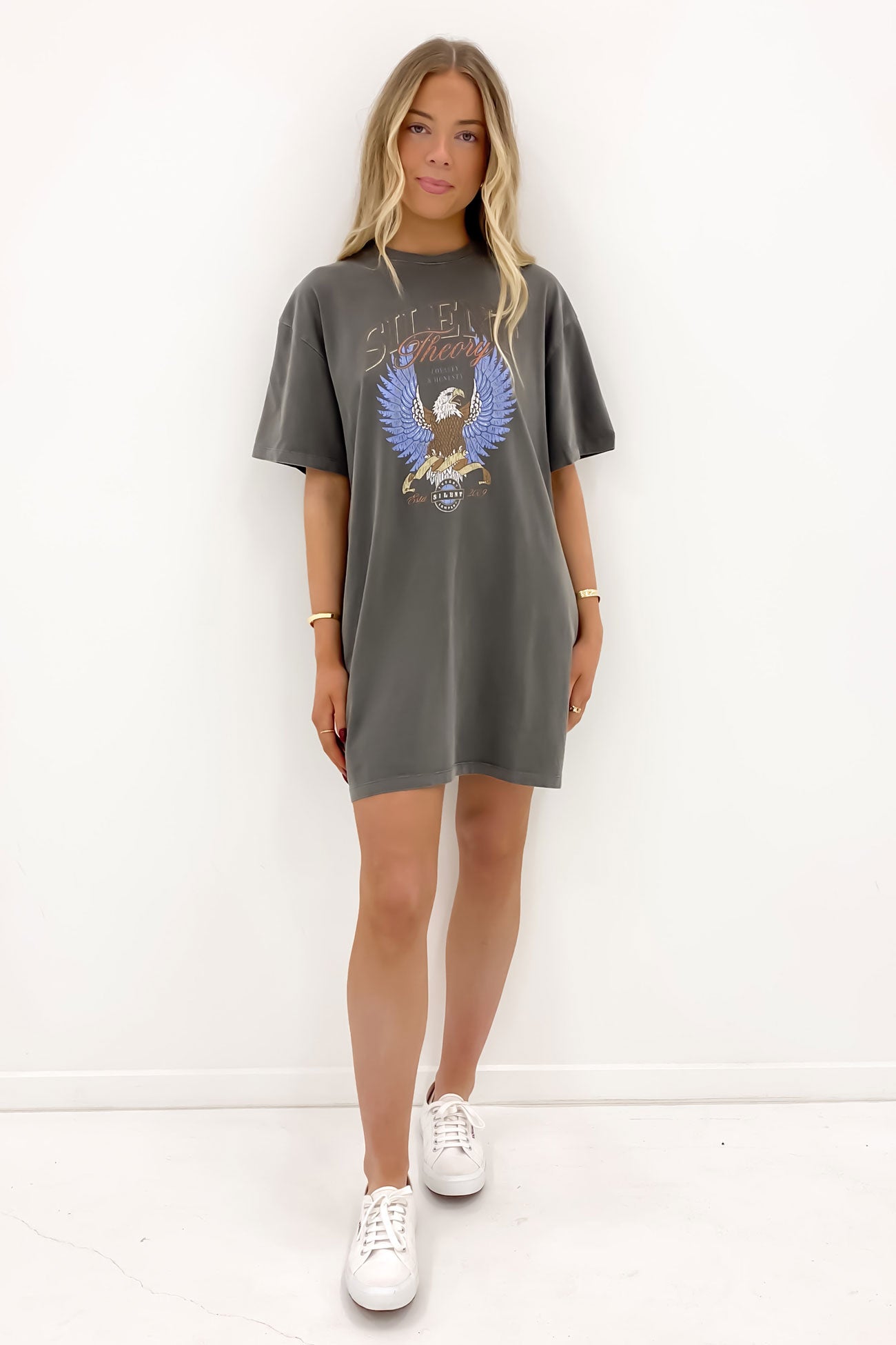 Open Wings Tee Dress Coal