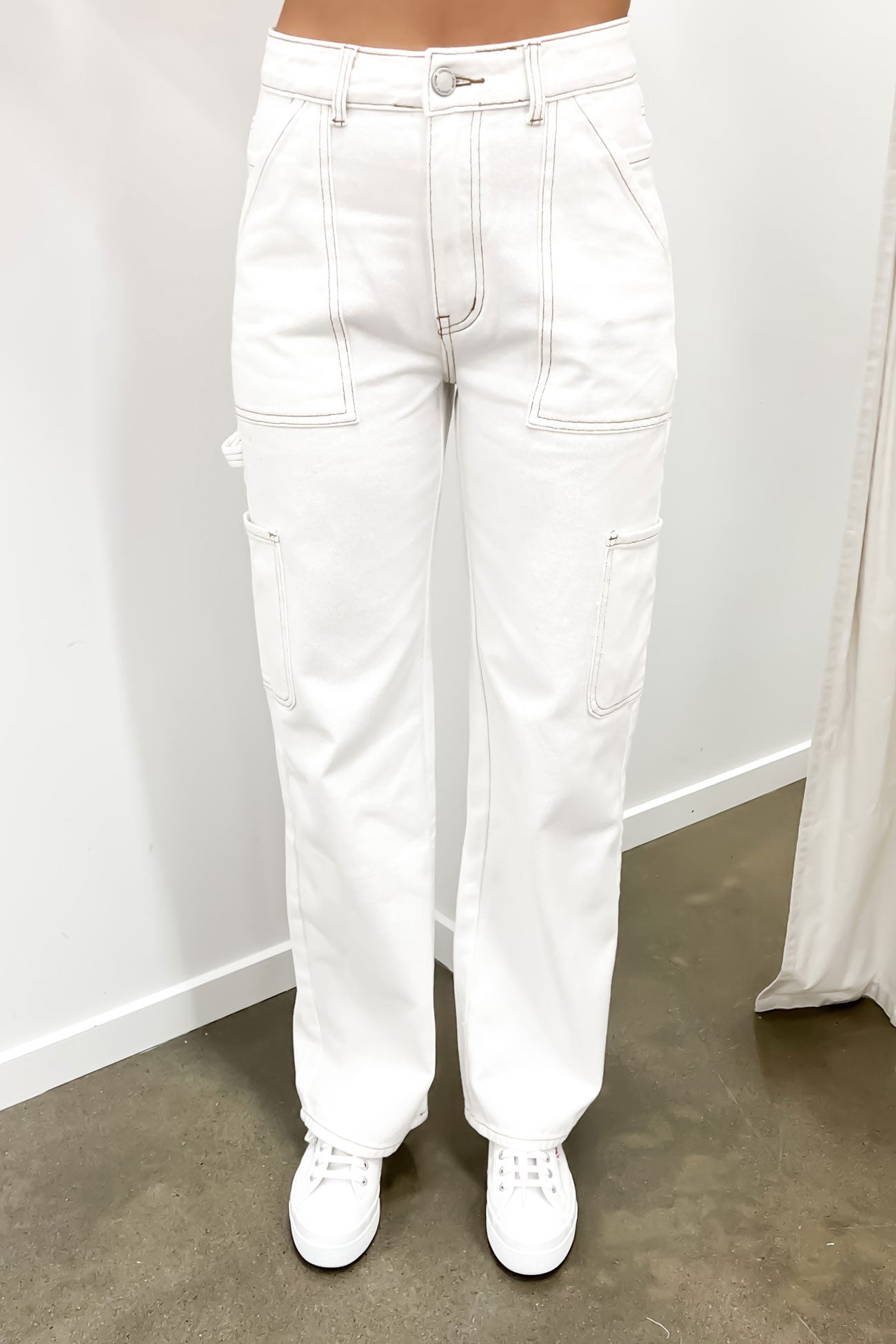 Ottie Denim Cargo Pant White