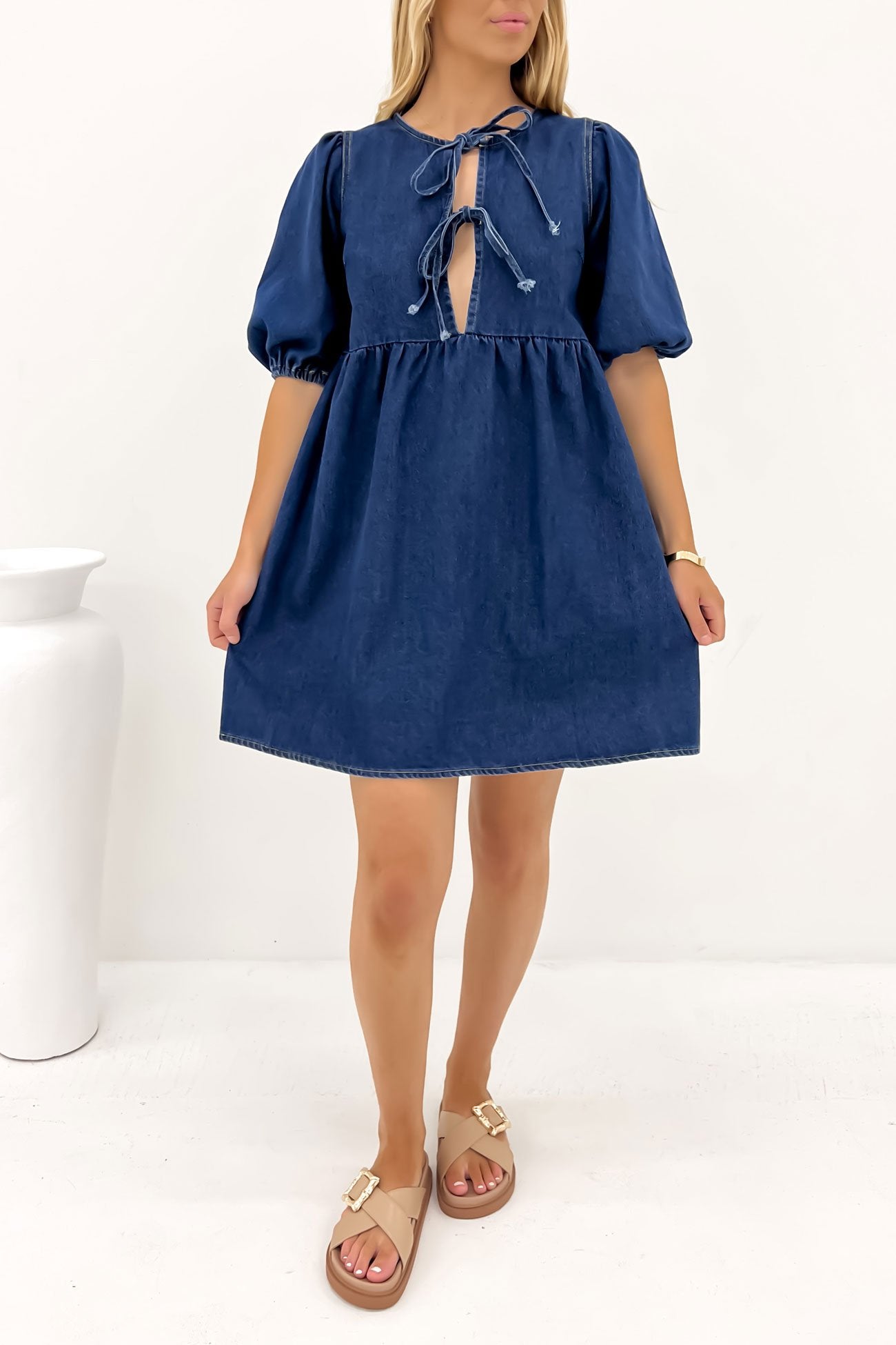 Otto Denim Mini Dress Dark Blue