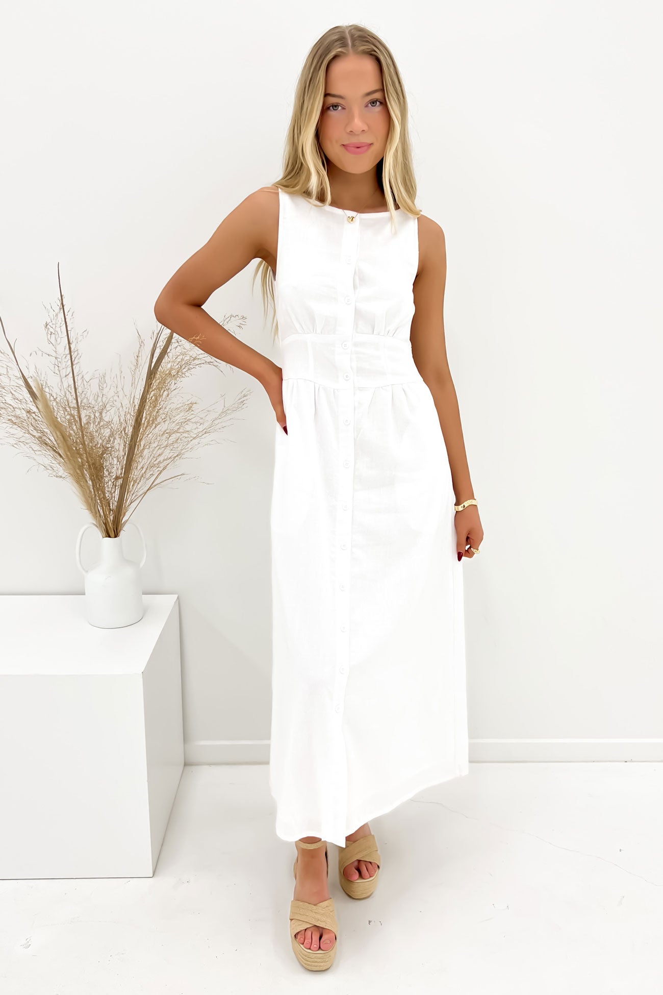 Parvin Midi Dress White