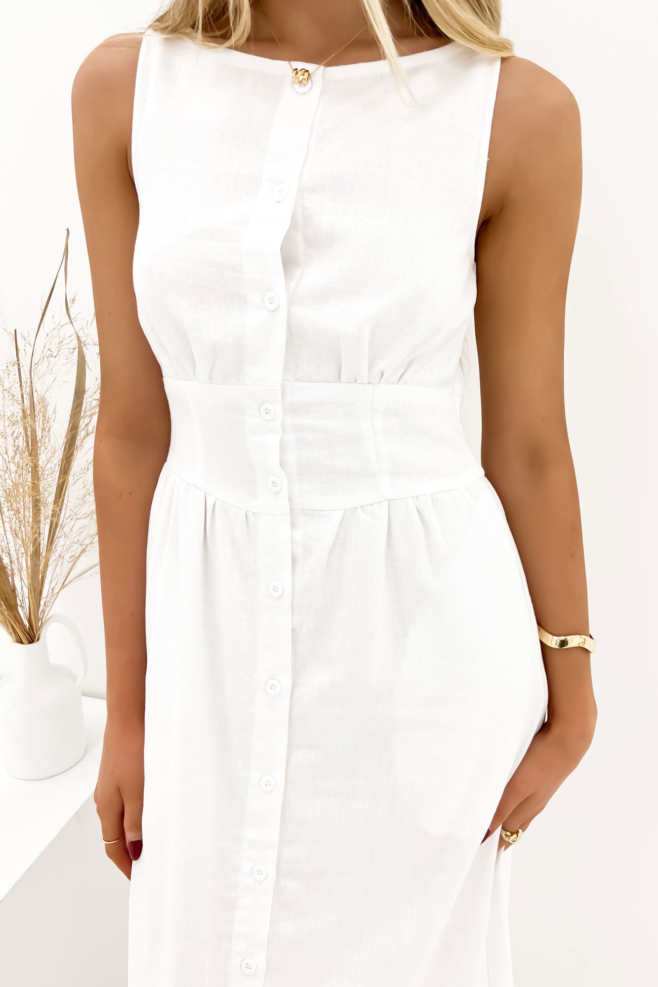 Parvin Midi Dress White