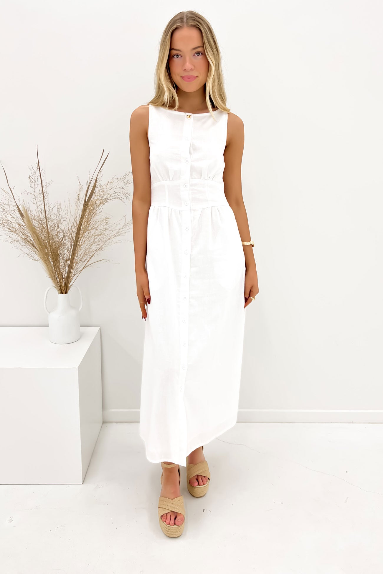 Parvin Midi Dress White