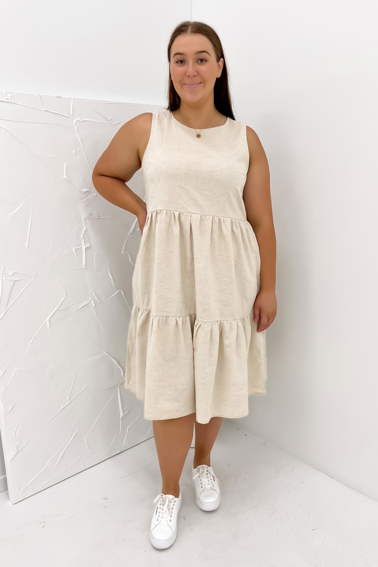 Peyton Midi Dress Beige