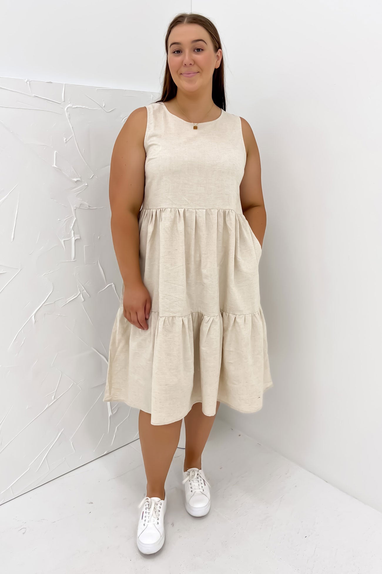 Peyton Midi Dress Beige