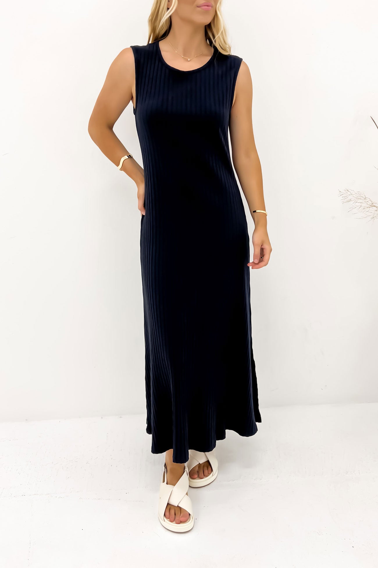 Pippa Rib Dress Navy