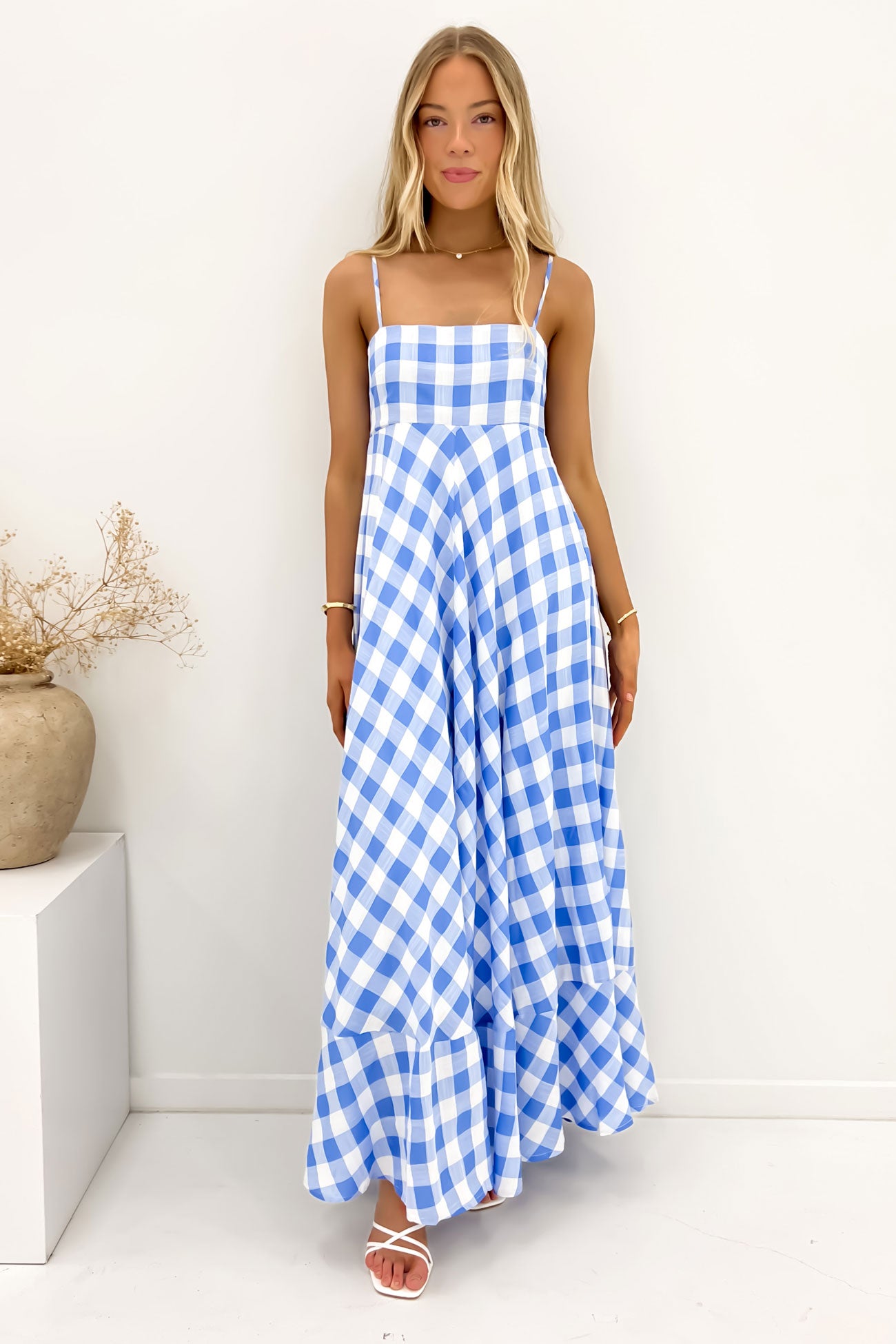 Raine Maxi Dress Blue Check