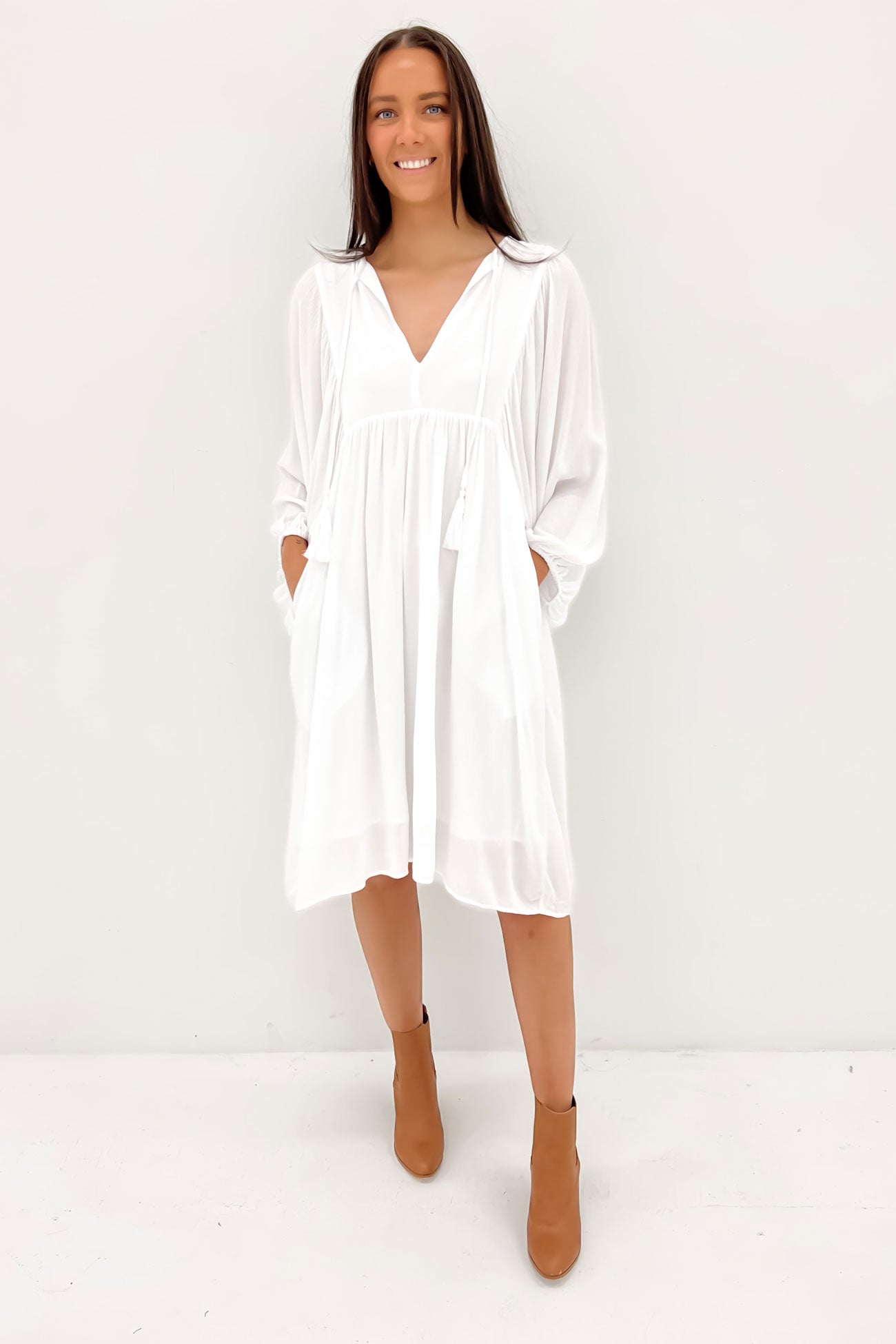 Rava Boho Mini Dress White