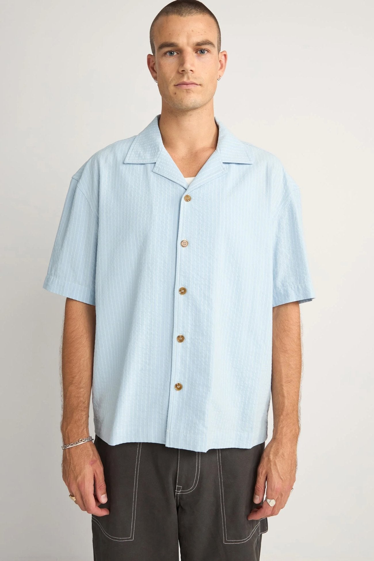 Relaxed Check Short Sleeve Shirt Blue