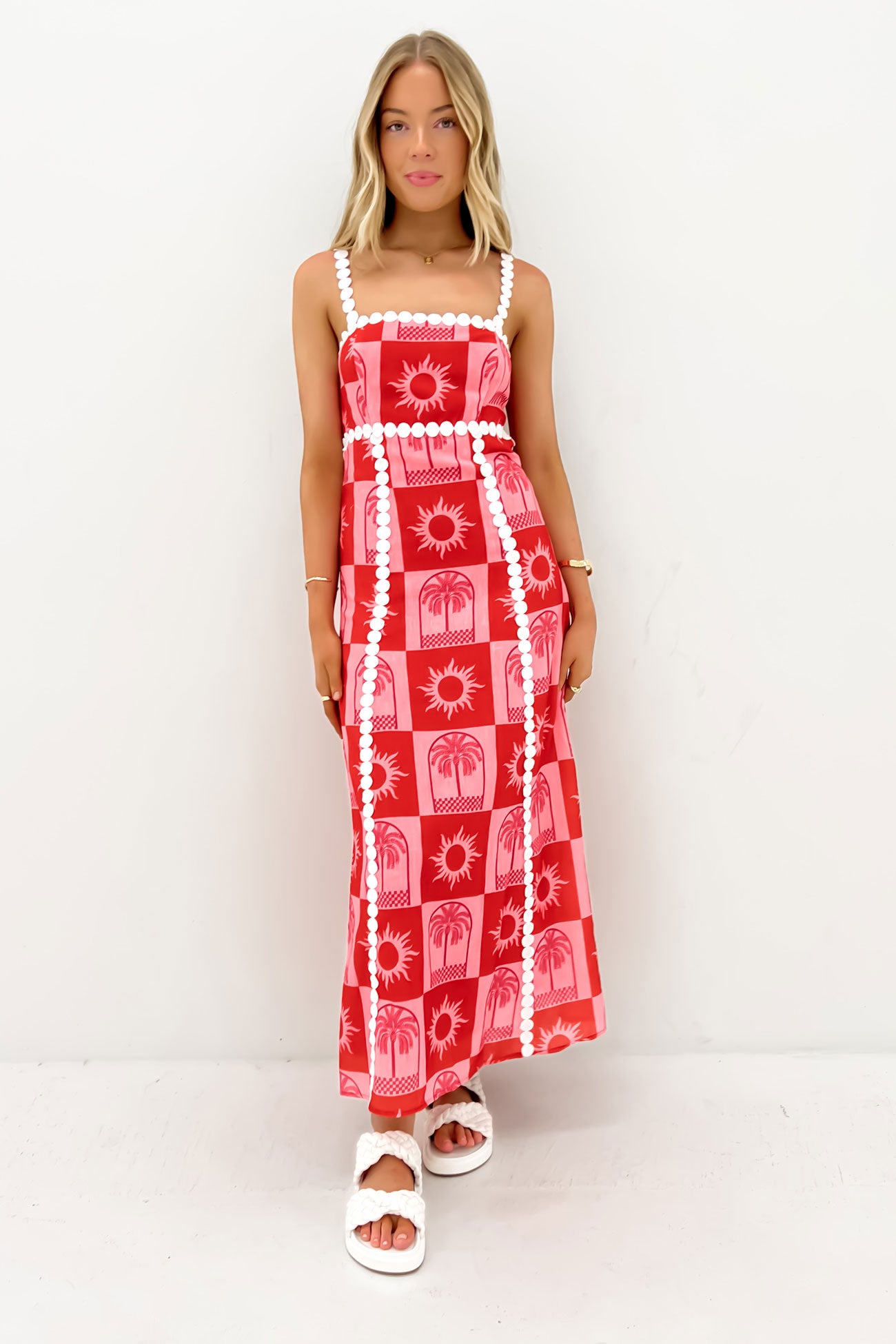 Rhea Midi Dress Pink Red