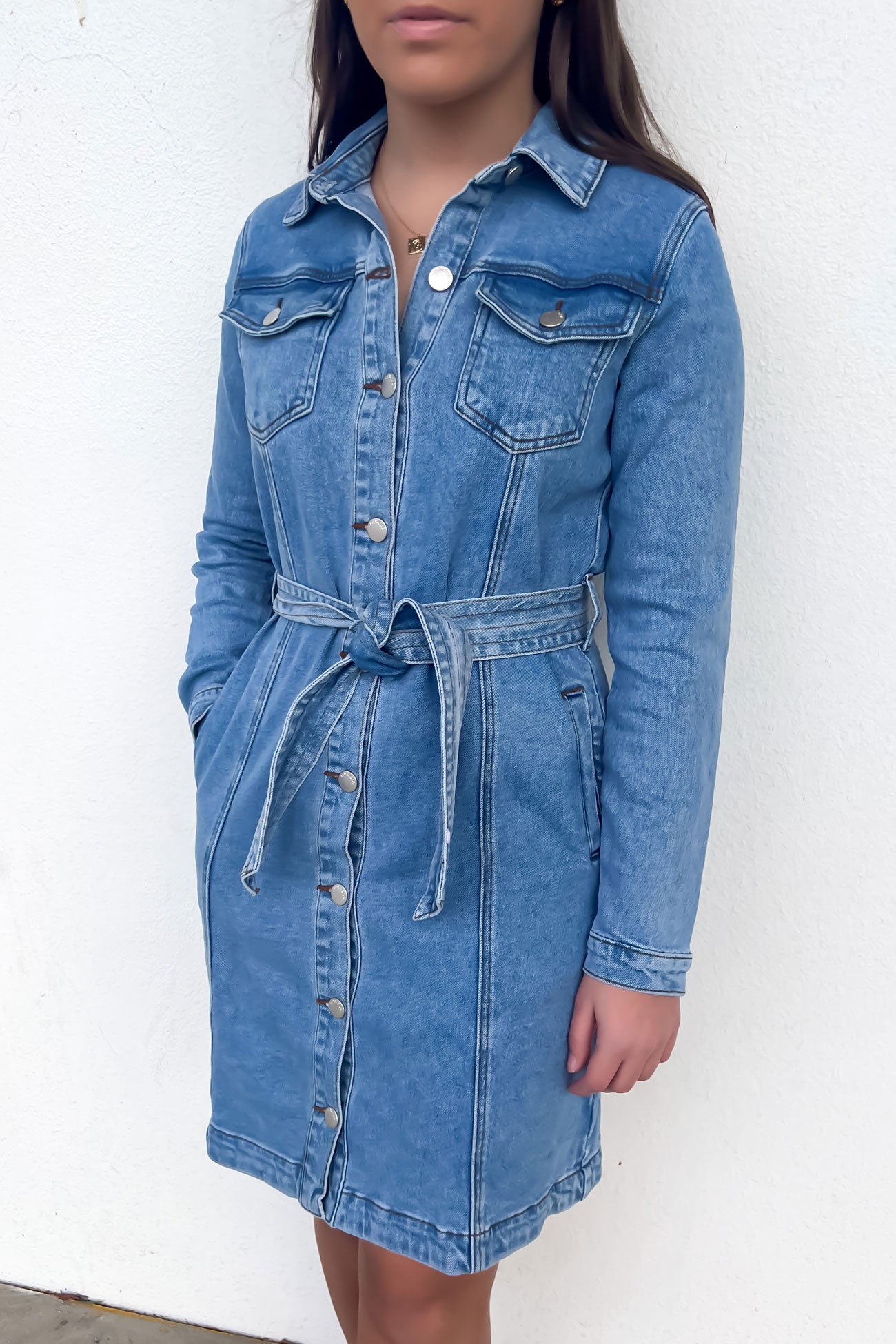 Riley Denim Dress Mid Blue