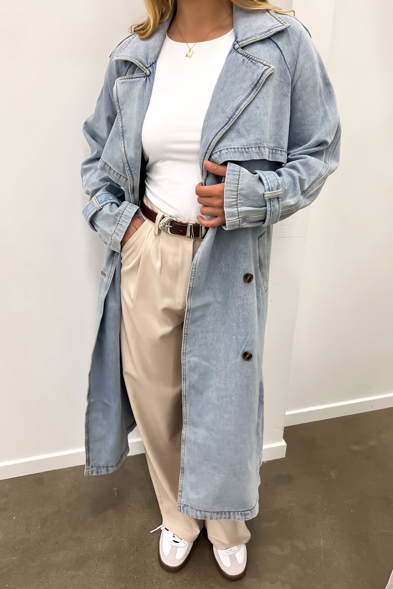 Rio Trench Coat Light Blue