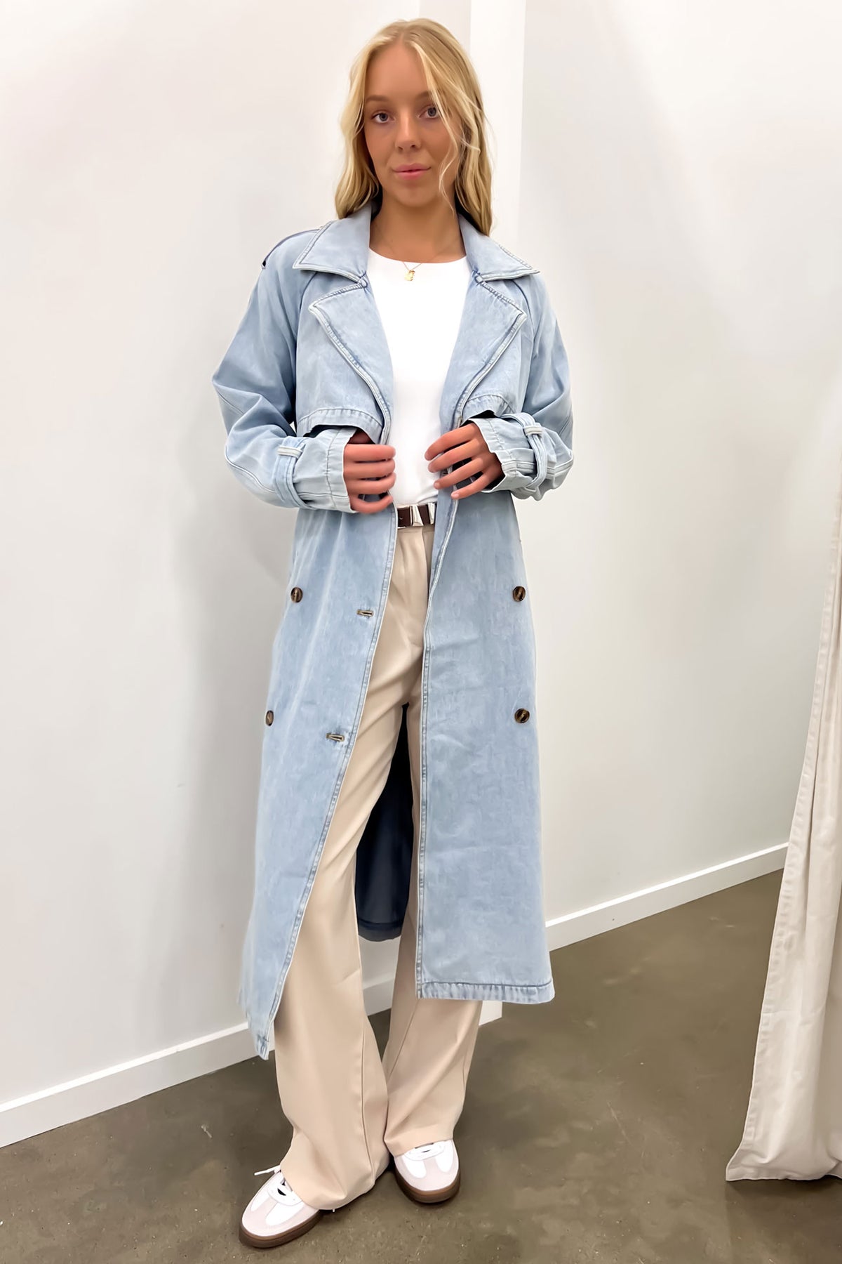 Rio Trench Coat Light Blue Jean Jail