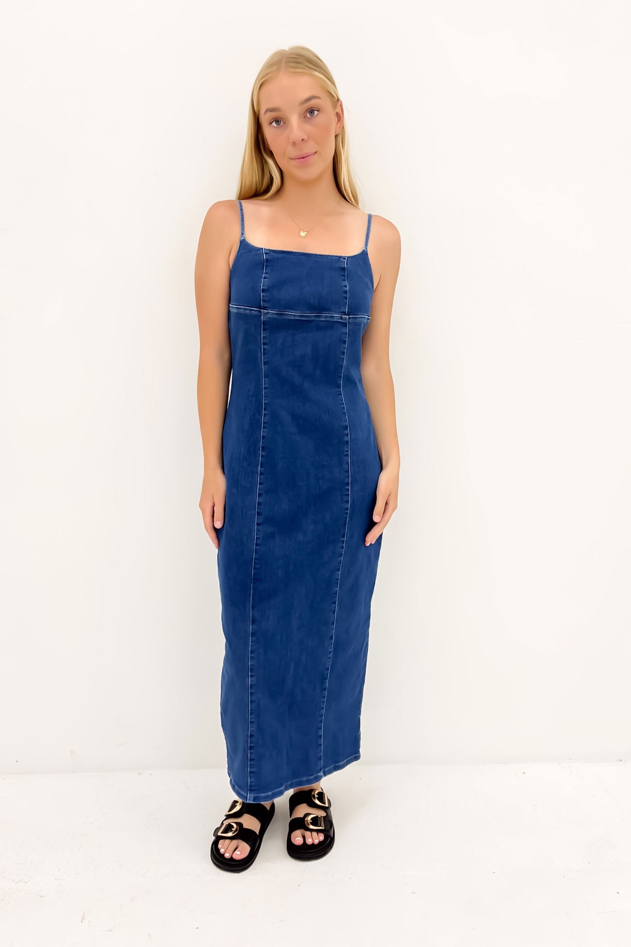 Romy Denim Midi Dress Indigo